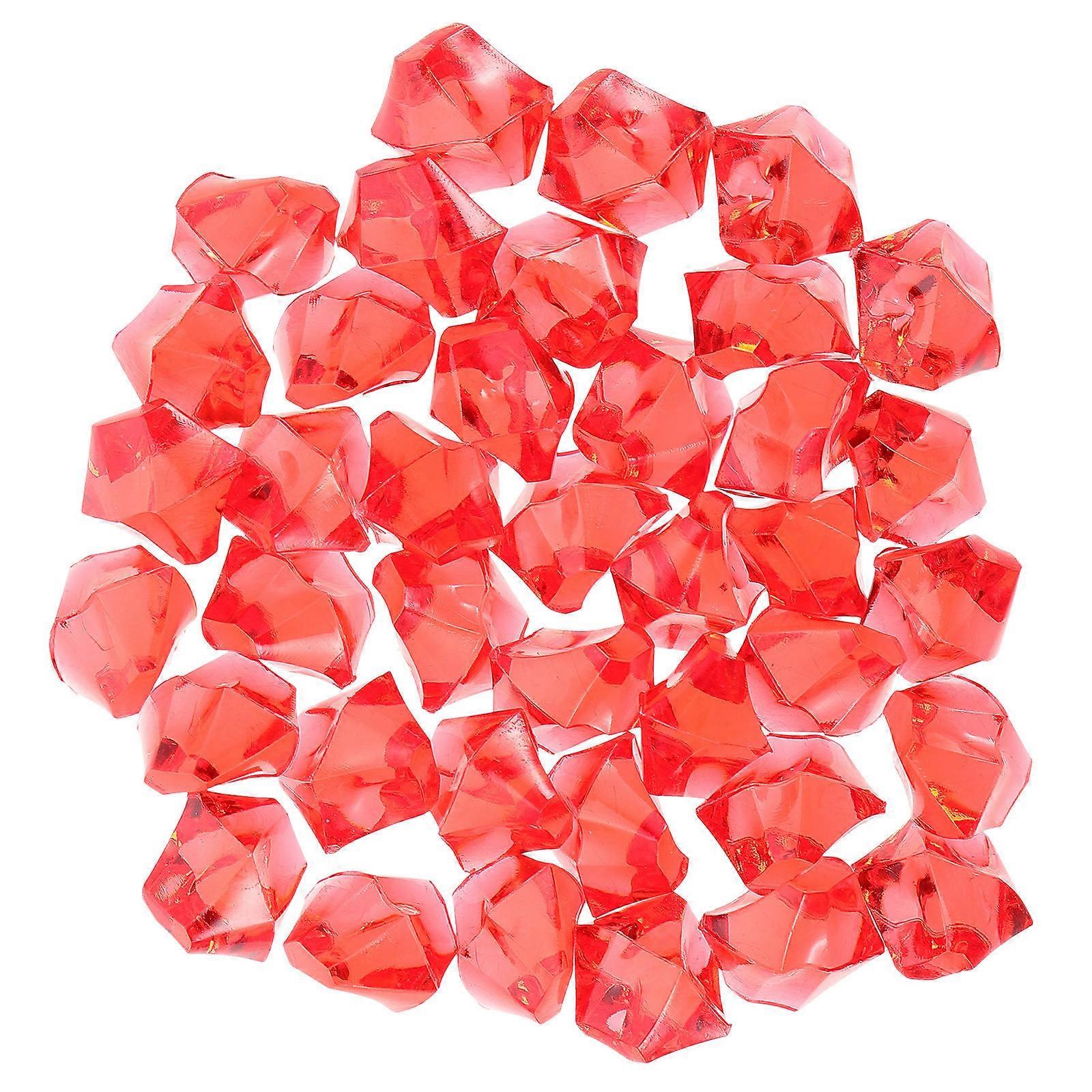 Red Acrylic Ice Rocks for DecorDIY Crystal Vase Filler with Realistic Effect 500pcs