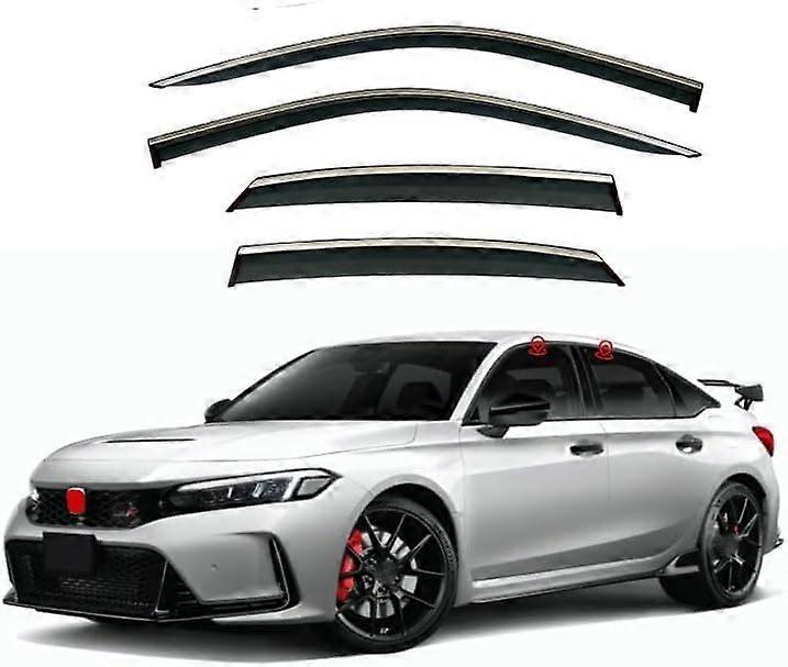 Car Window Rain Guards for Honda Civic MK11/FE 2022+, Wind Deflectors, Durable Acrylic, Custom Fit