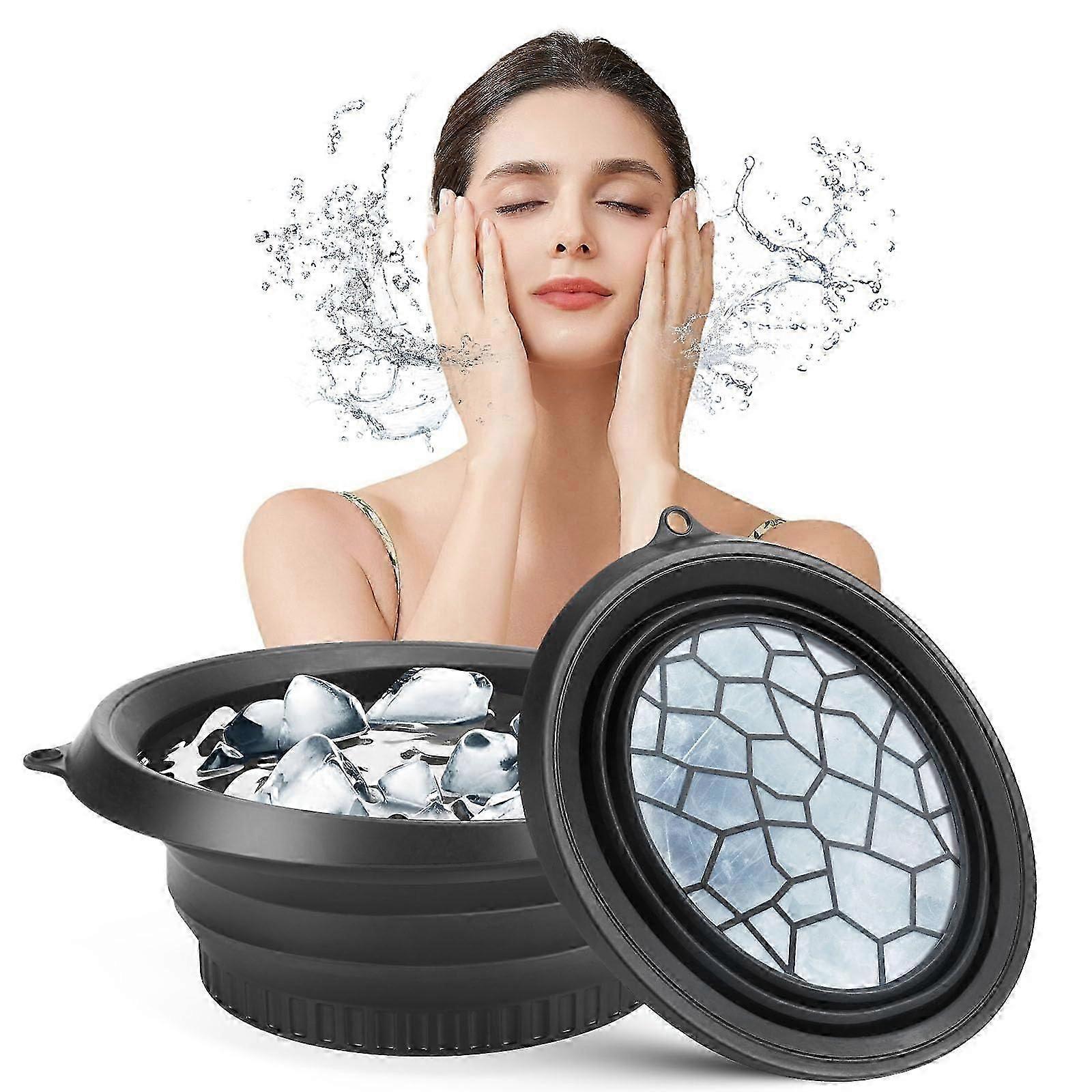 Collapsible Silicone Face Bowl with Built-in Ice Tray, Portable Home Travel Facial Skincare Ice Therapy for Skin Tightening & Anti-Inflammation