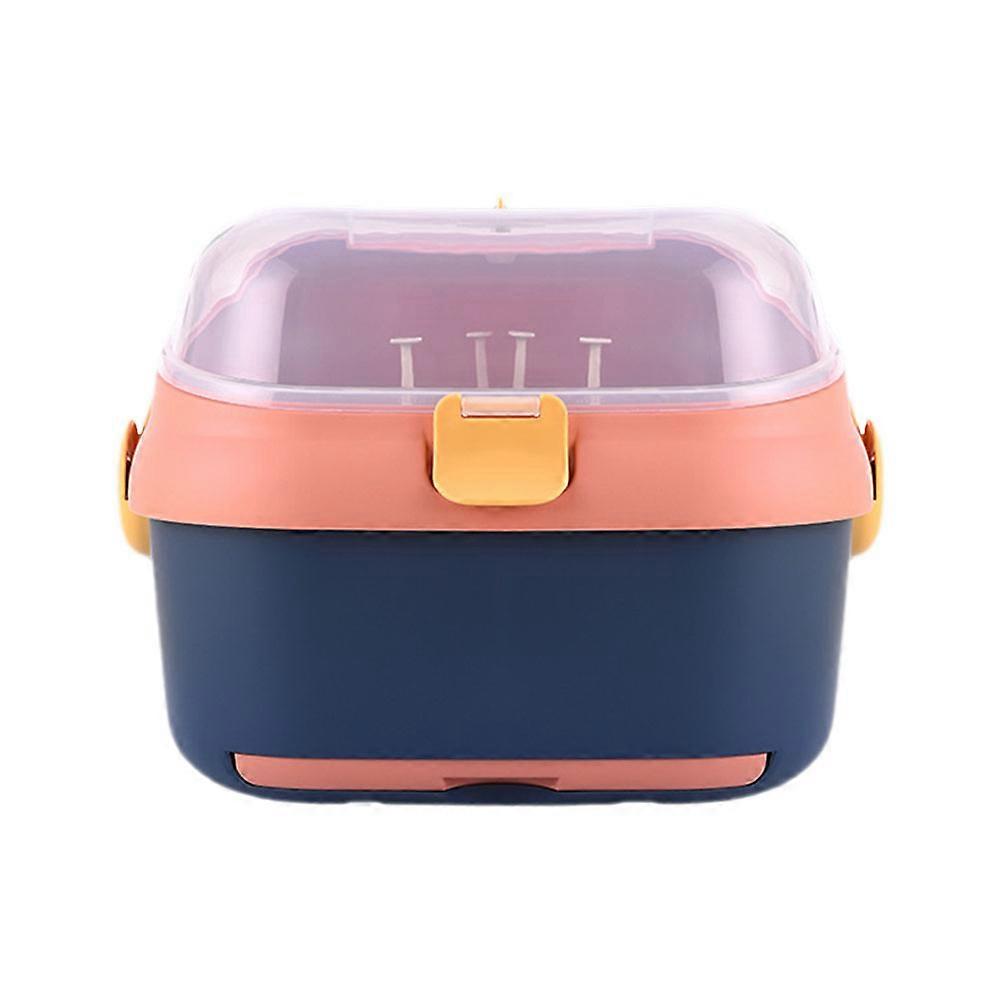 Large Capacity Bottle Storage Box with Drying Function, Detachable Design for Easy Cleaning, Blue