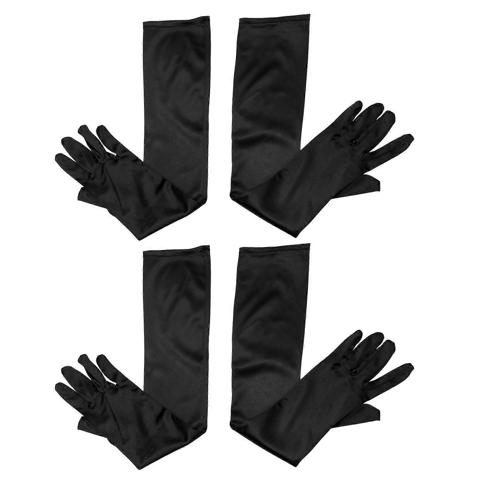 Halloween Gloves For Women With Decorative Style In Elegant Black Color For Party And Wedding Use 2 Pairs