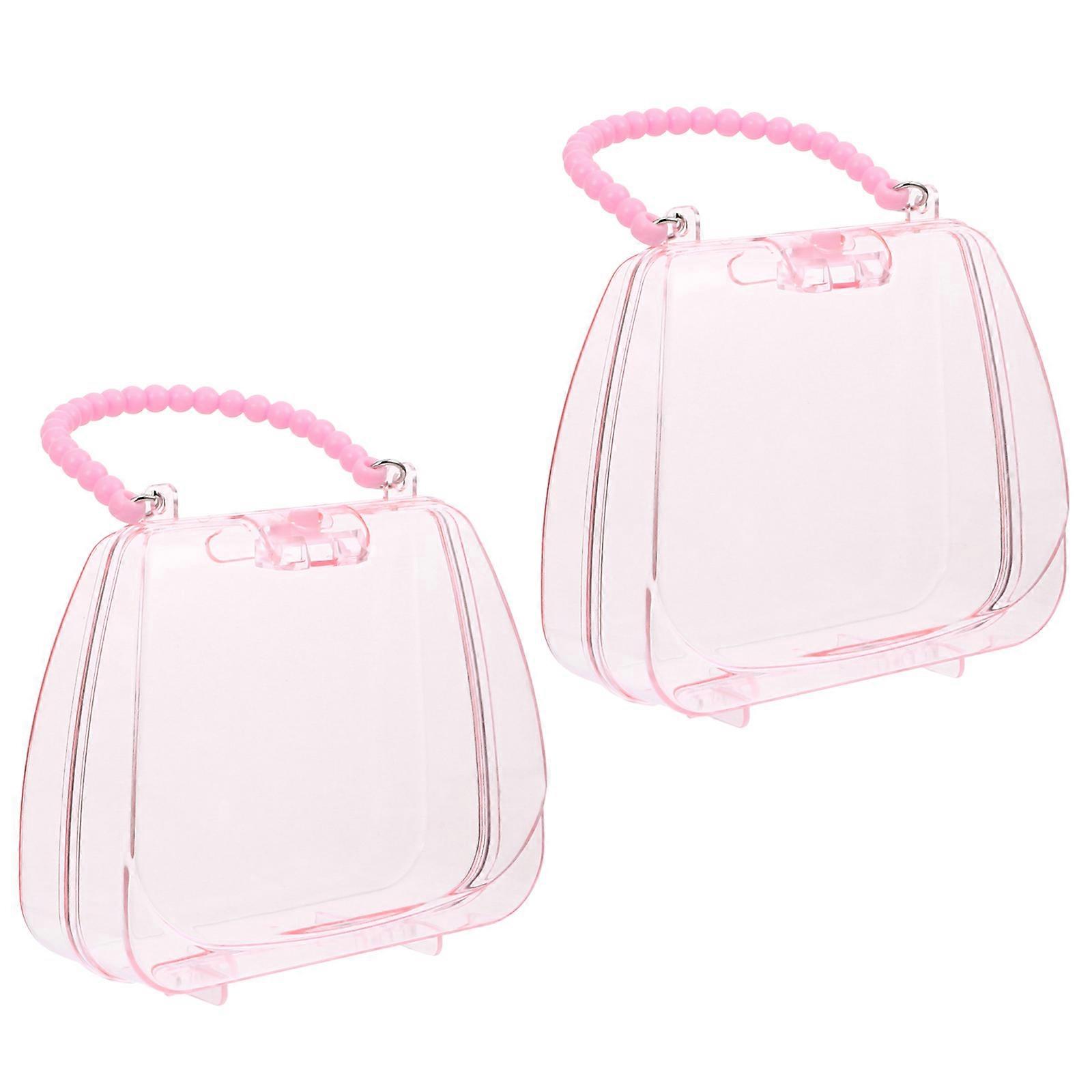 透明なジュエリーホルダーポーチ2Pcsは、素敵なハンドバッグの形とジュエリー収納のための適度な容量で旅行や学校での使用に最適です