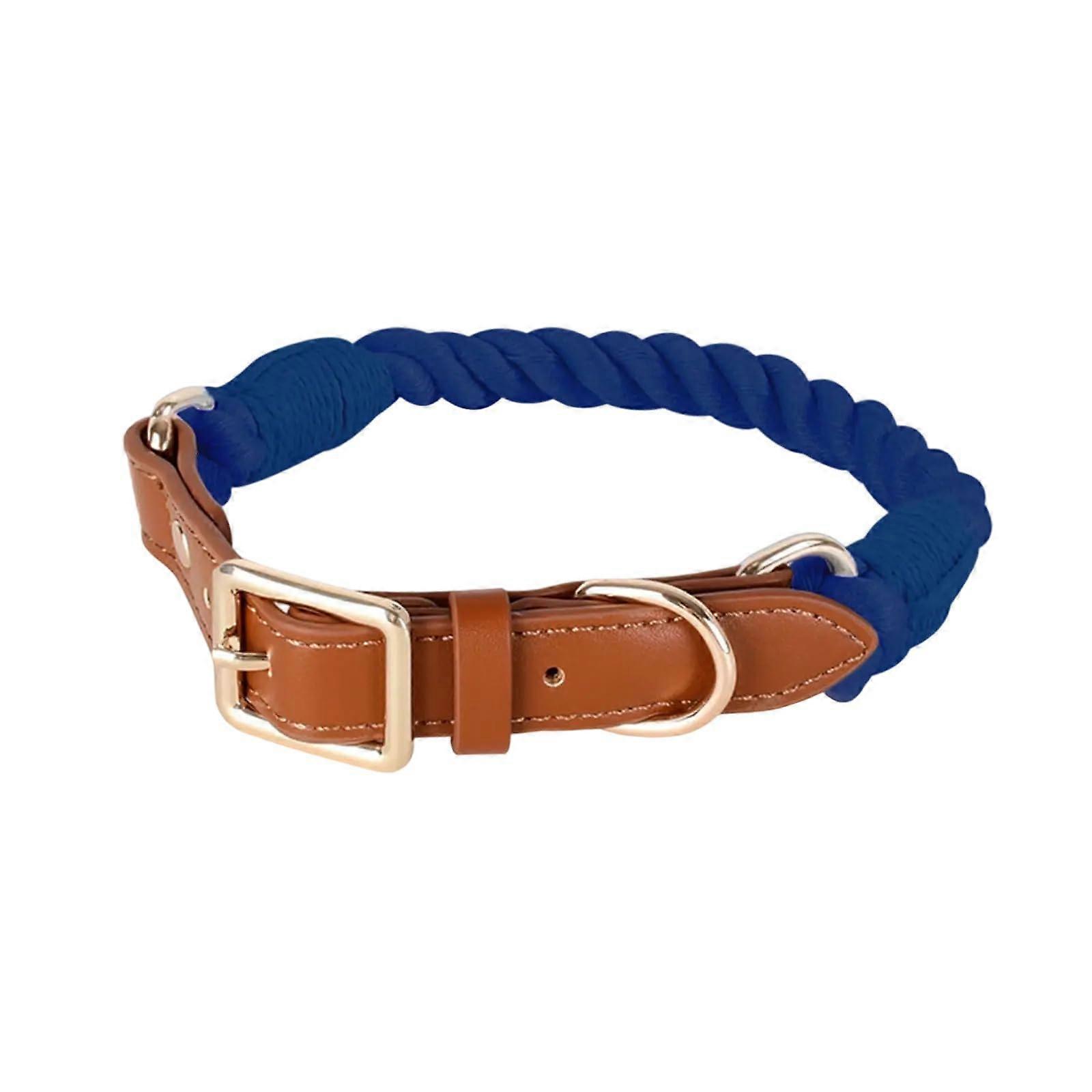 Stylish Cotton Dog Collar for Small Dogs, Durable and Comfortable Daily Use, Hidden Blue, Size L
