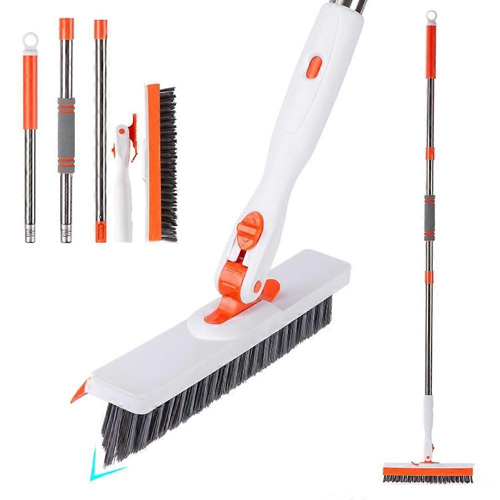 V Shape Grout Brush Long Handle Squeegee Rotating Floor Brush Scrubber