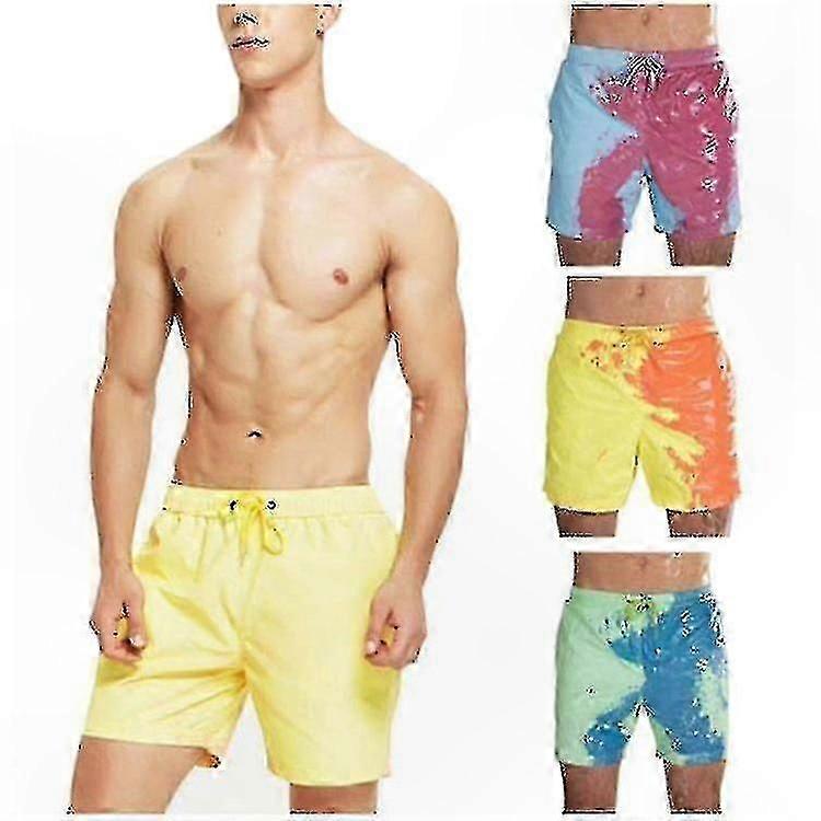 Men's Quick-Dry Swim Trunks with Color-Changing Design for Beach and Pool