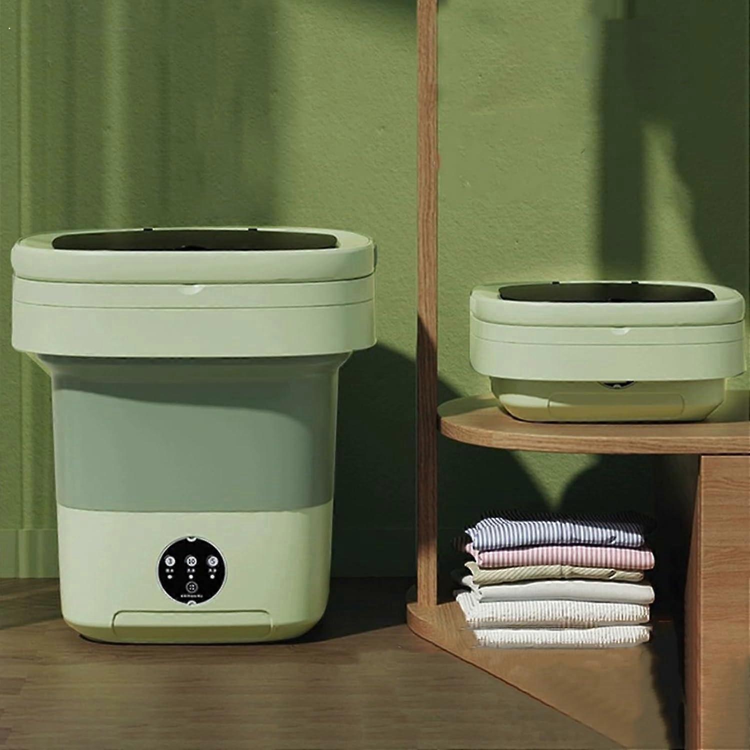 Portable Washing Machine, Compact 2in1 Washer, Foldable Mini with Spin Dryer, Green, 18L