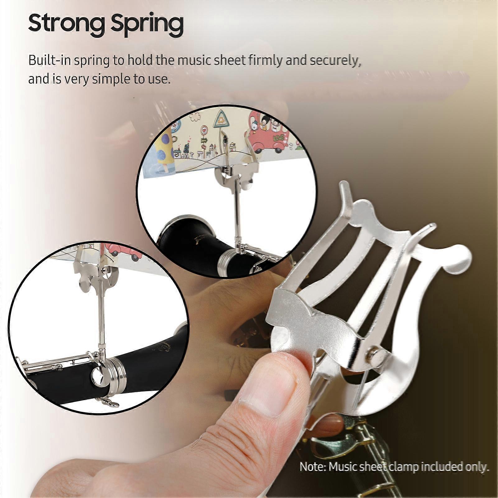 Clarinet Marching Lyre Portable Music Stand Music Sheet Clip Iron Clamp on Holder