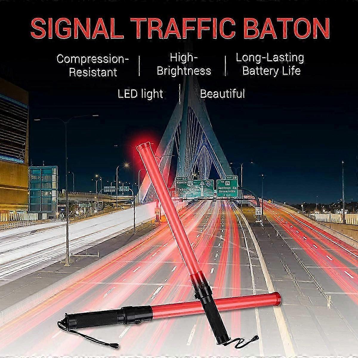 6 Pieces 41cm Signal Traffic Wand Safety Traffic Wand Lighted LED Traffic with 2 Flashing Patterns