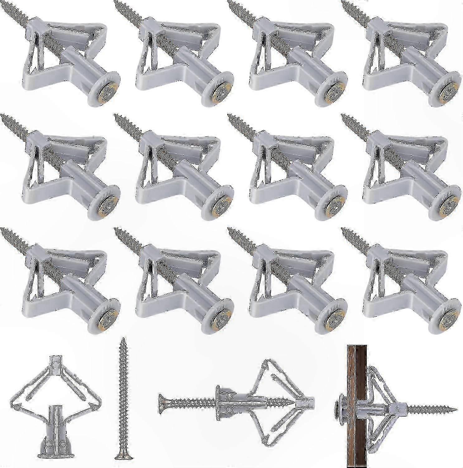 100pcs Drywall Anchors and Screws Set Anti-Rotation Plasterboard Fixings Expansion Tubes Wall Plugs for Mounting Solutions