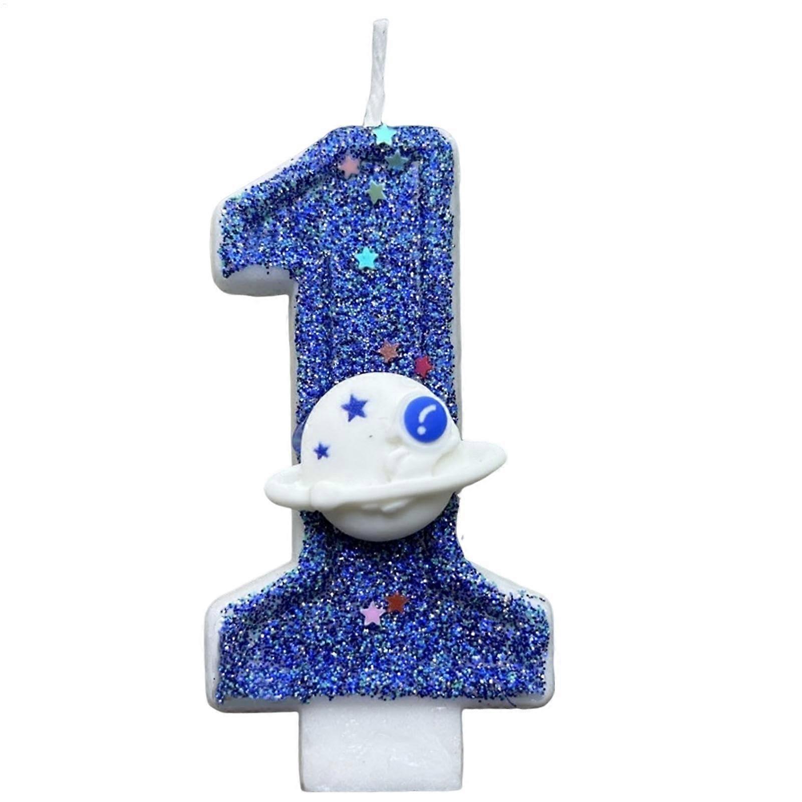 Happy Birthday Candles in Space BirthdayCake Candle, Bright Birthday Celebration Cake Decorations, Spacemans Theme Cake Topper