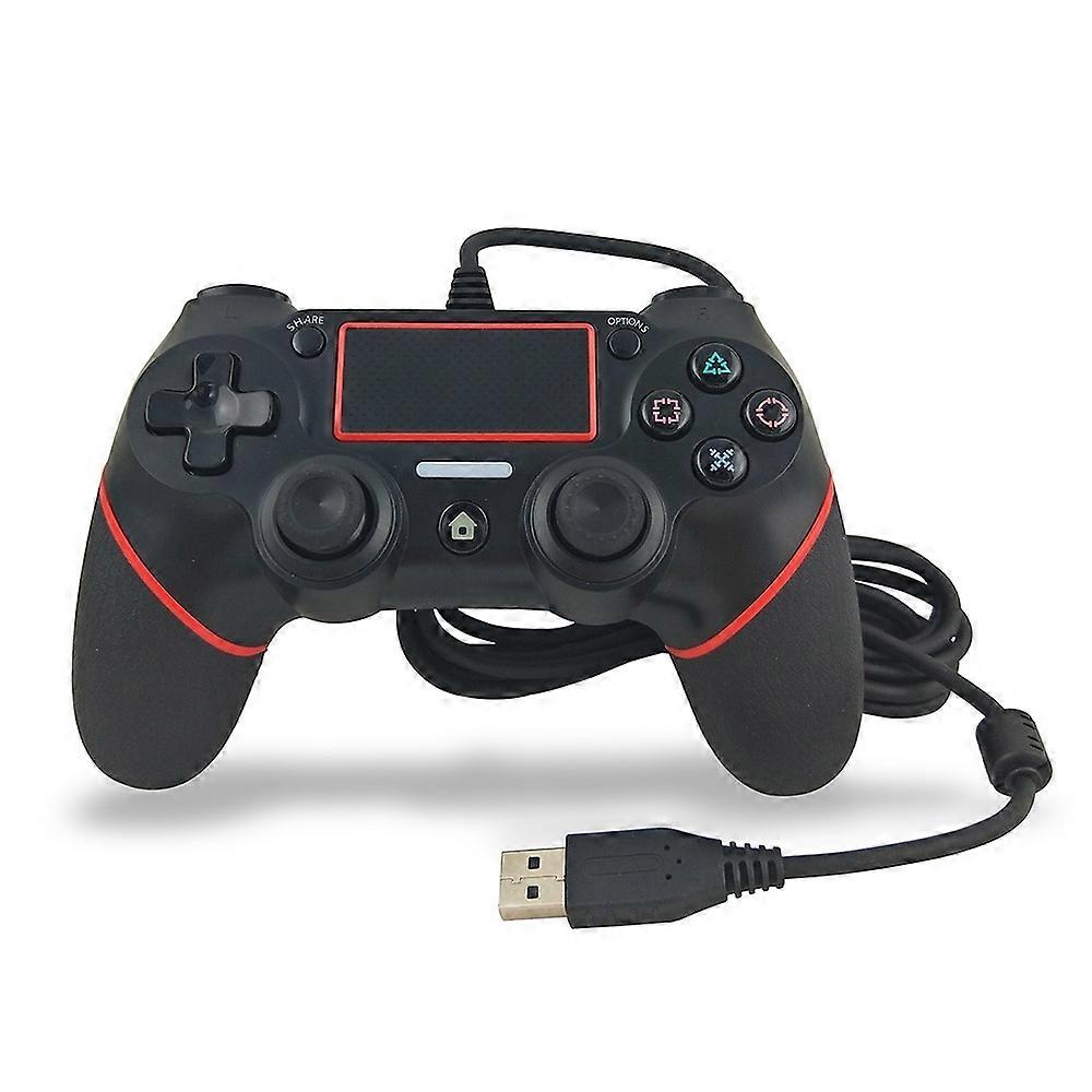 For PS4 Handle Wired Handle Cable Game Controller(Black Blue )