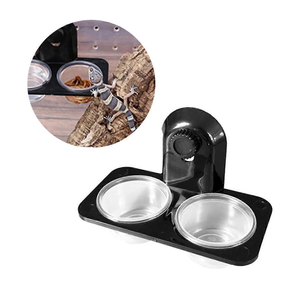 Double Compartment Reptile Feeder Bowl, Plastic Water And Food Bowl For Lizard, Turtle, Small Pets, Detachable Design