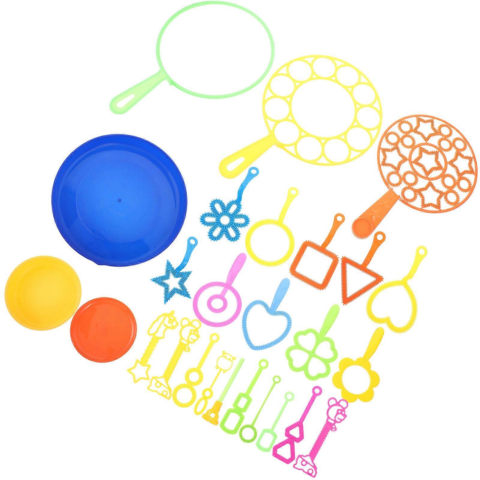 26pcs Bubble Wands with Tray – Colorful Multi Shape Premium Bubbles for Outdoor Summer Play, Parties, and Backyard Fun