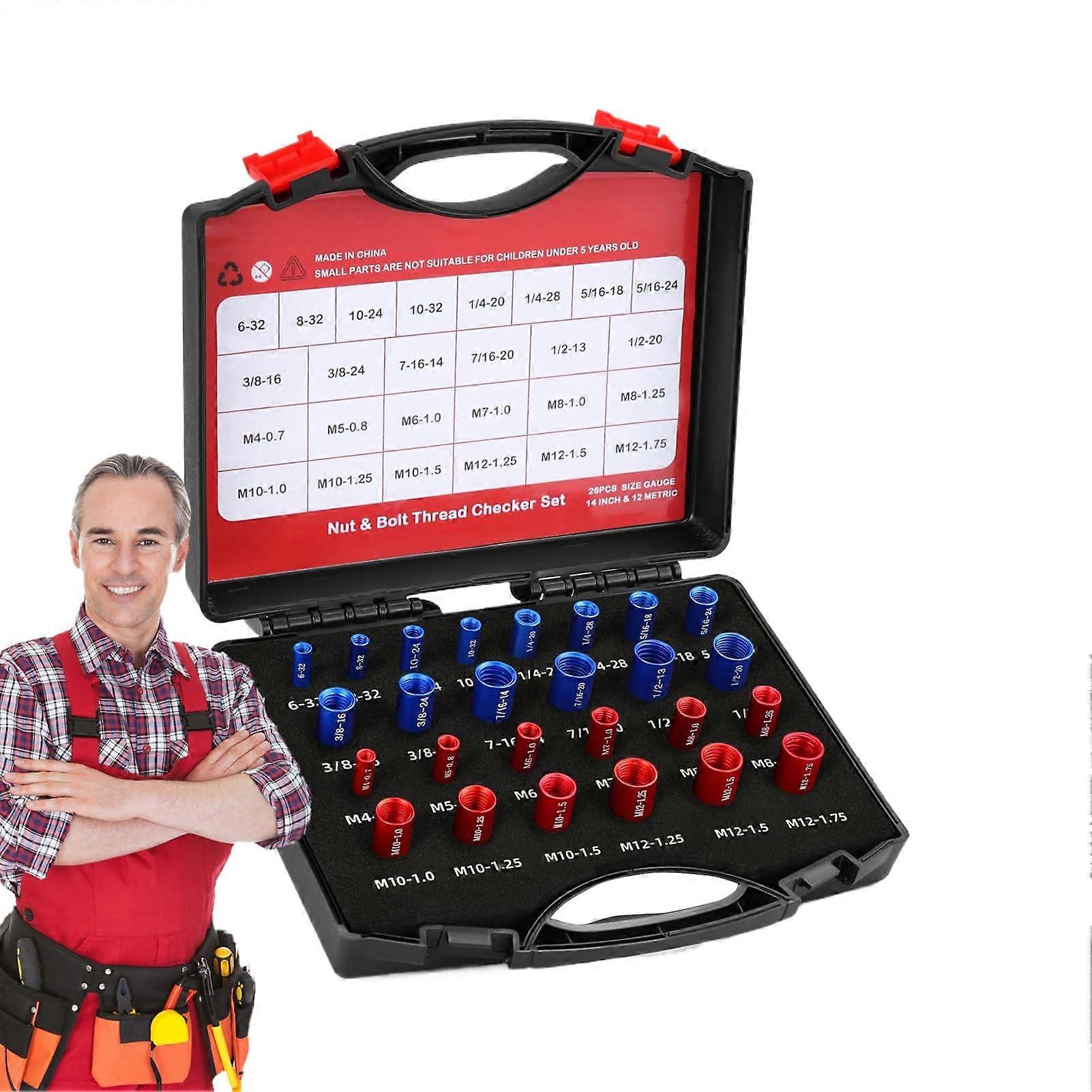 Thread Checker Imperial And Metric Kit Thread Gauge For Measuring Tools Electricians Home Garage Metalworking Shops