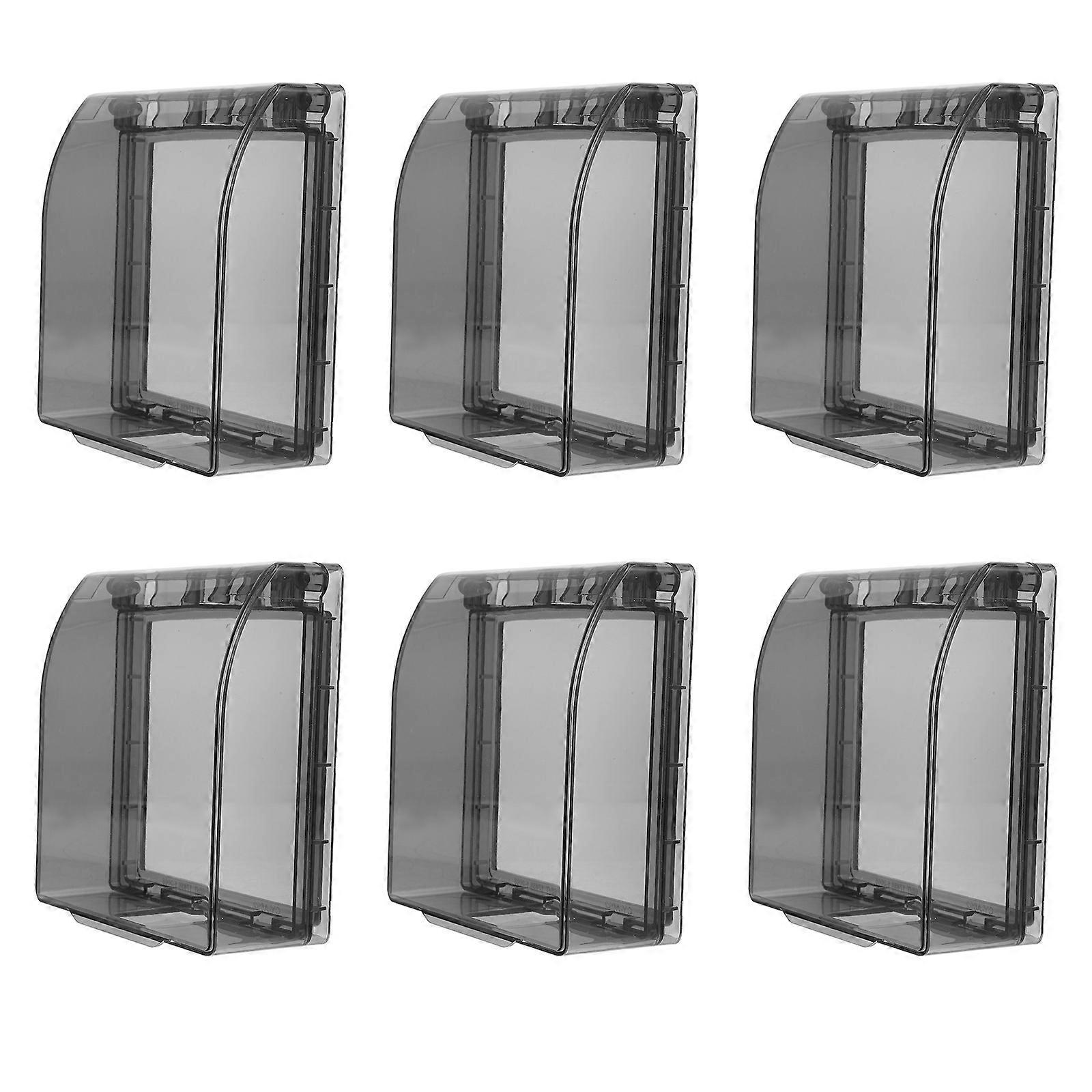 Black Pc Material Waterproof Protective Cover for Square Wall Socket Covers Suitable for Balcony with Life Prolonging Feature 6Pcs