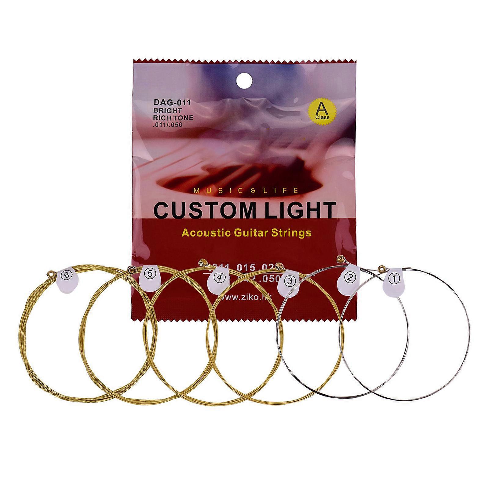 ZIKO DAG-011 Custom Light 6 Acoustic Guitar Strings Set 0.011-0.050in