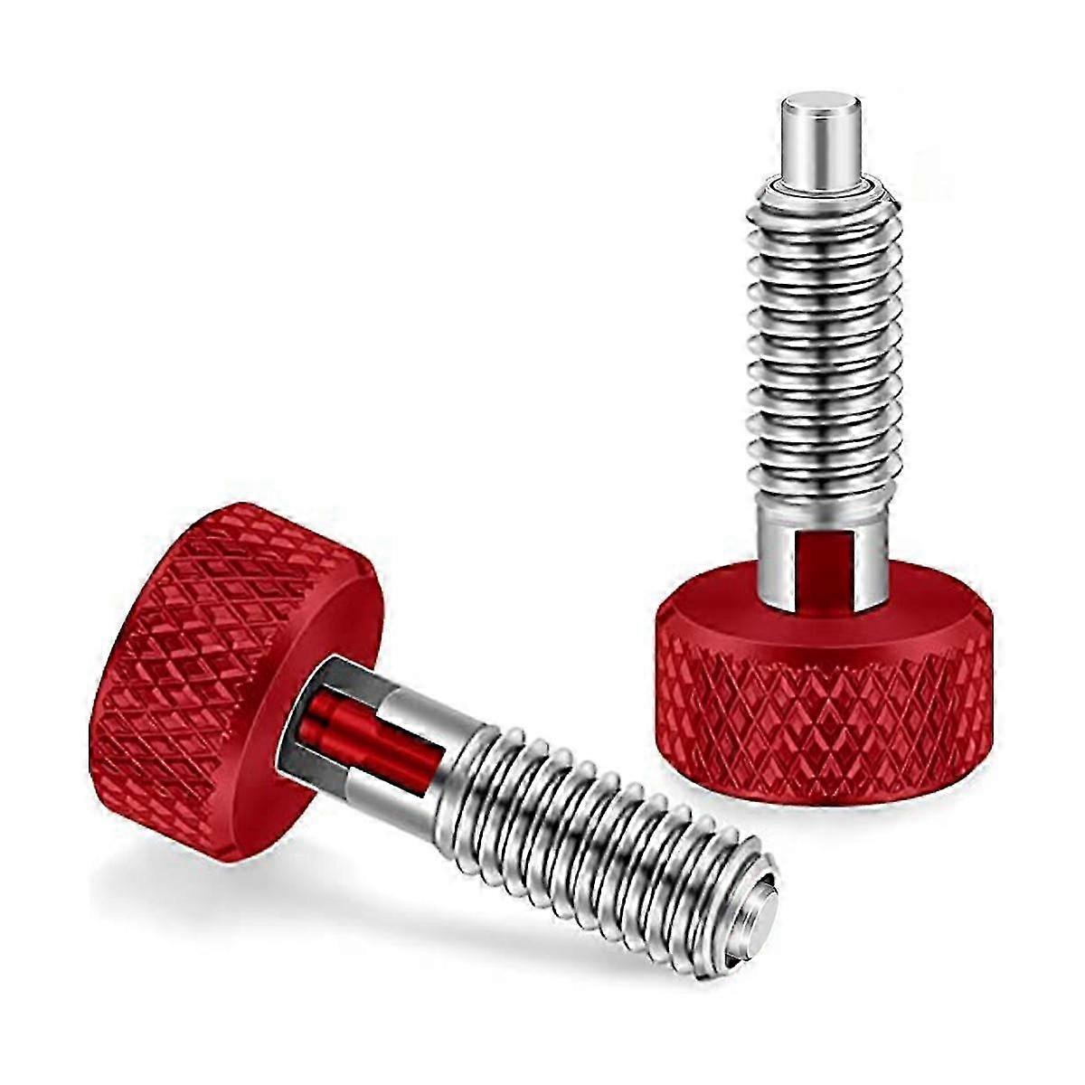 2 Packs Red Hand Retractable Spring Plunger with Knurled Handle M6 Type for Rolling Toolbox