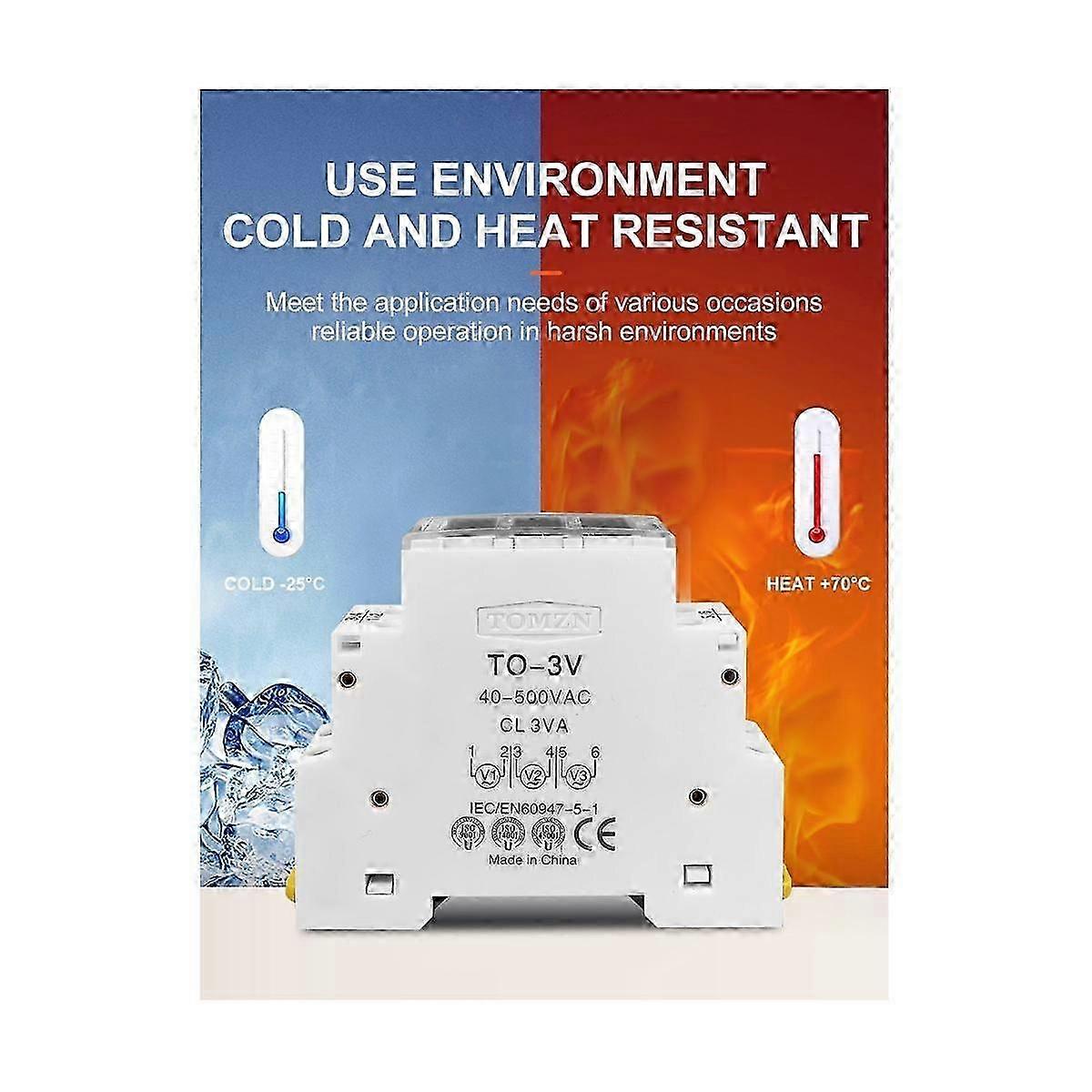 Digital panel meter for voltage measurement, 18mm DIN rail AC 40-500V three phase voltmeter
