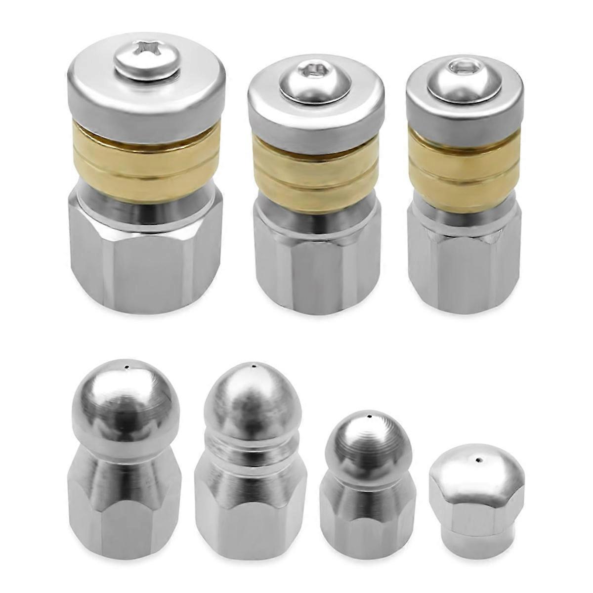 Jetter Heads Kit, Sewer Jetter Kit for Pressure Washer, Rotating Button Drain Cleaning Nozzle Tips for Drain Hose