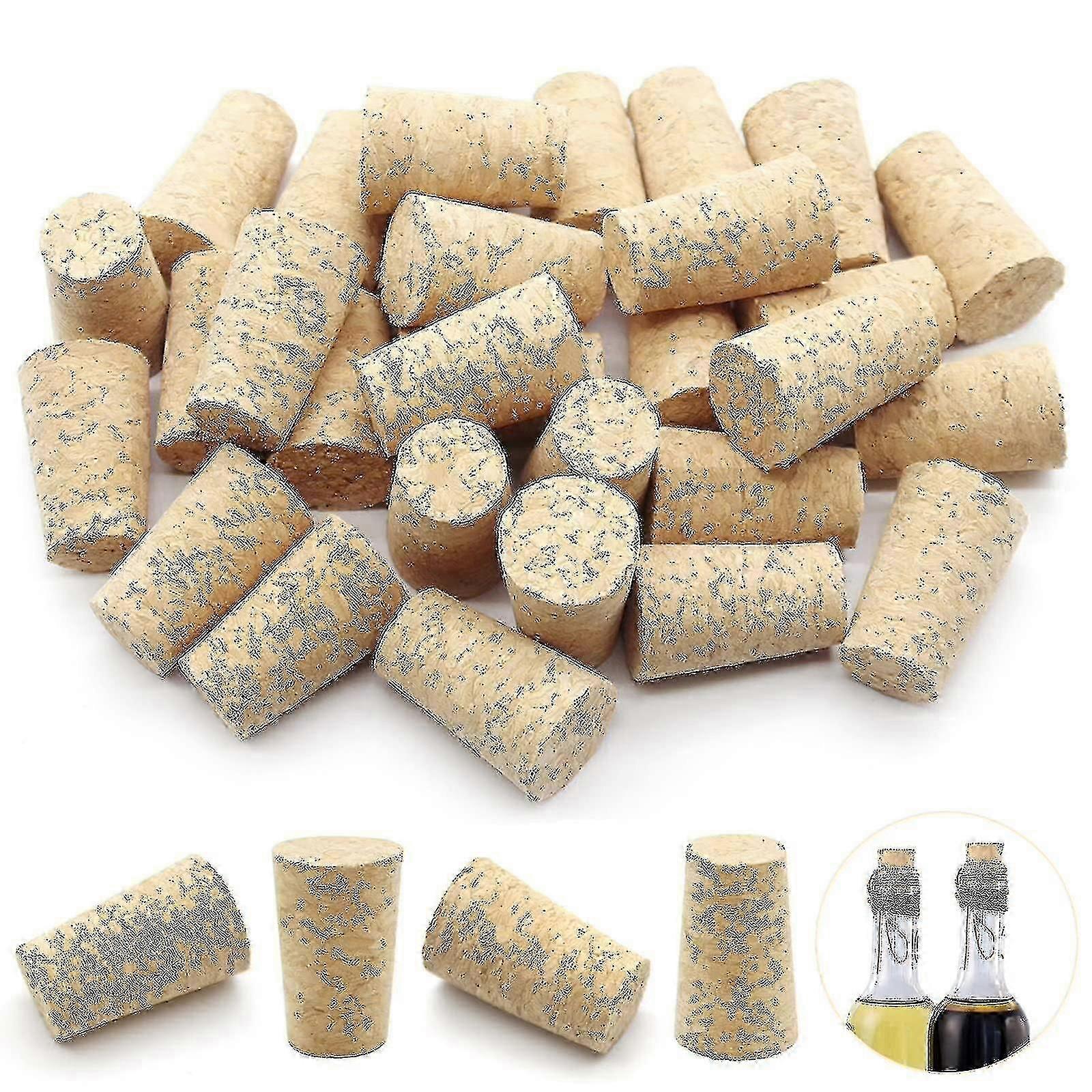 Leakproof wooden corks 30 pack tapered for wine bottles replacement