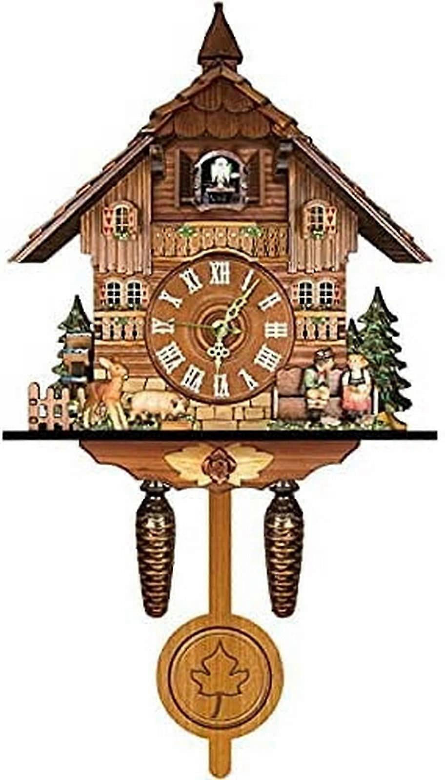 Wall Clock Outdoor Cuckoo Clock, Retro Nordic Style Wooden Chalet-Style Wall Clock