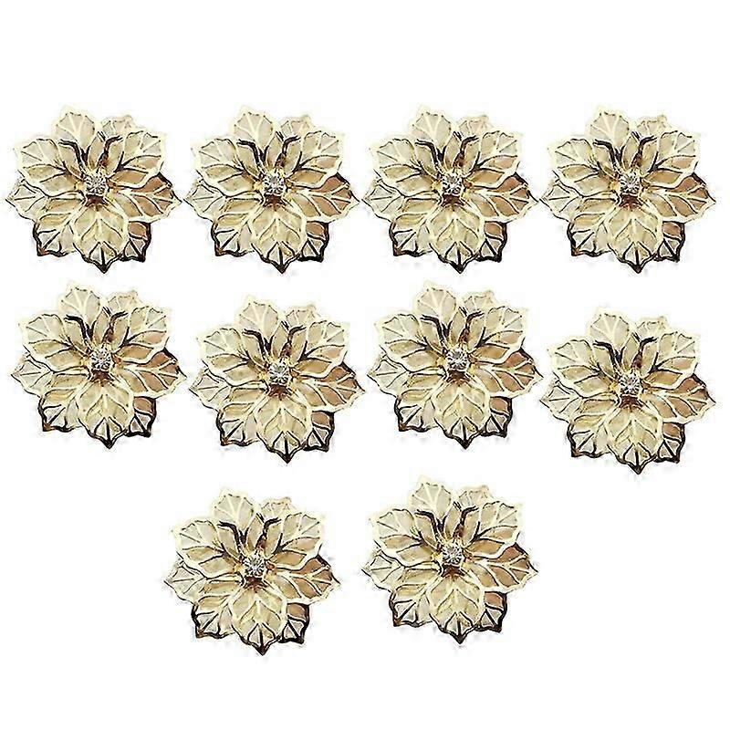10 قطع الذهب زهرة منديل خواتم حامل معدني لفندق مطعم الزفاف