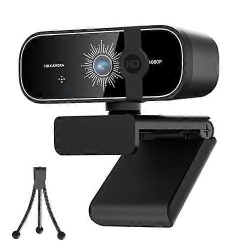 1080P Webcam with Privacy Cover and Tripod Stand, PC Camera with Noise-Canceling Mic, Computer Camera with Auto Light Correction,Plug and Play, Web Ca