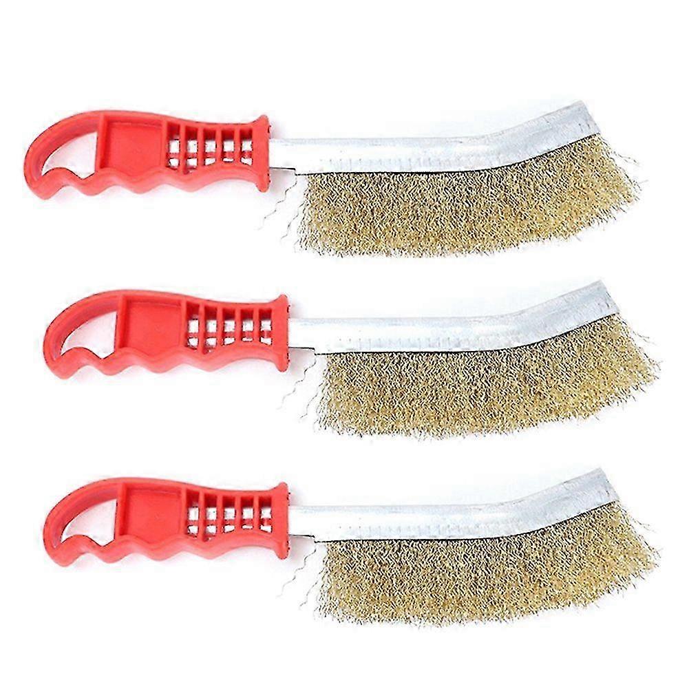 Multi-Function Long Handle Cleaning Brush Set: 3PCS Copper Plated Wire Brushes for Kitchen & Grill, Special Tool Set