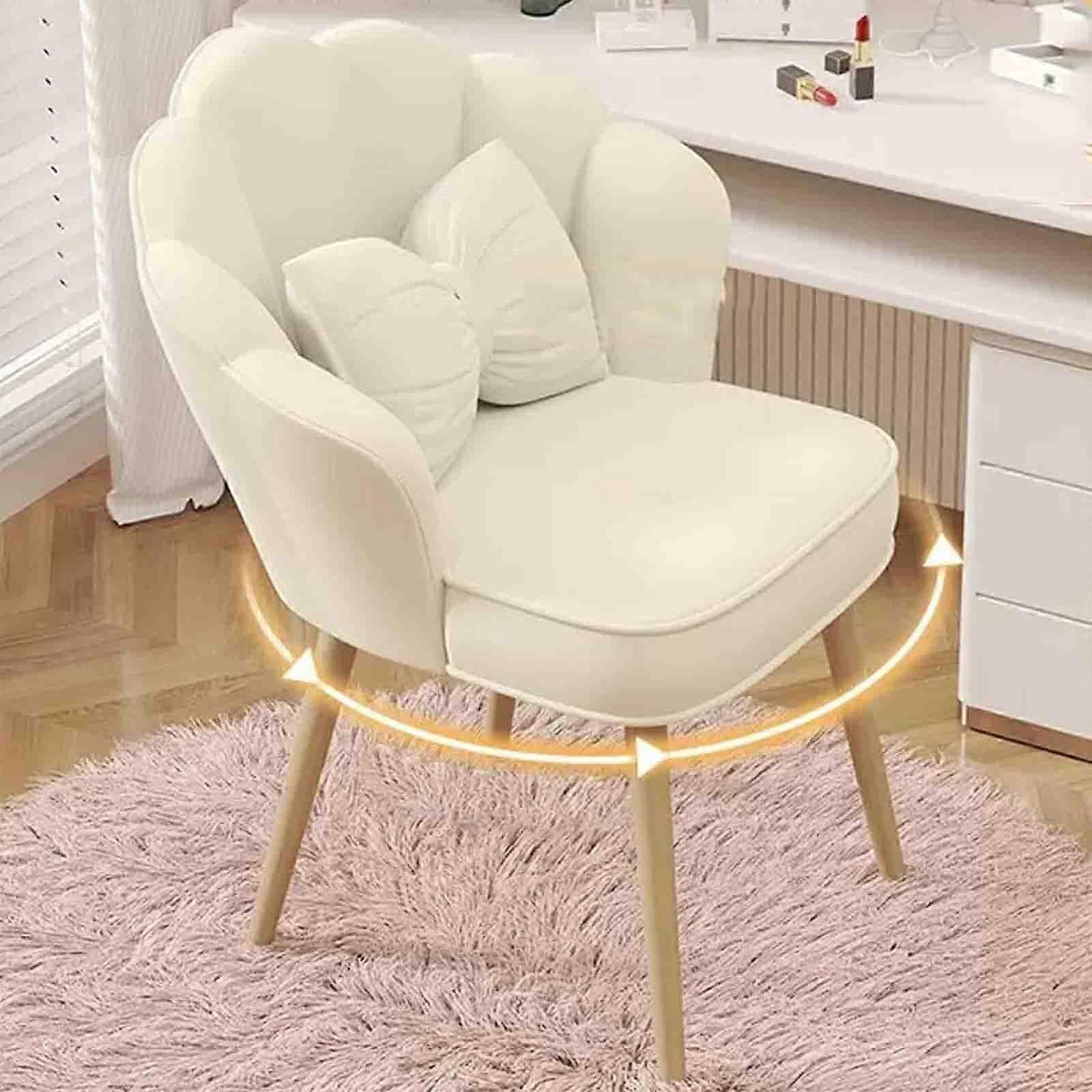 Modern Flower Shaped Dressing Table Chair 360 Degree Rotation High Back Makeup Stool Vanity Chair