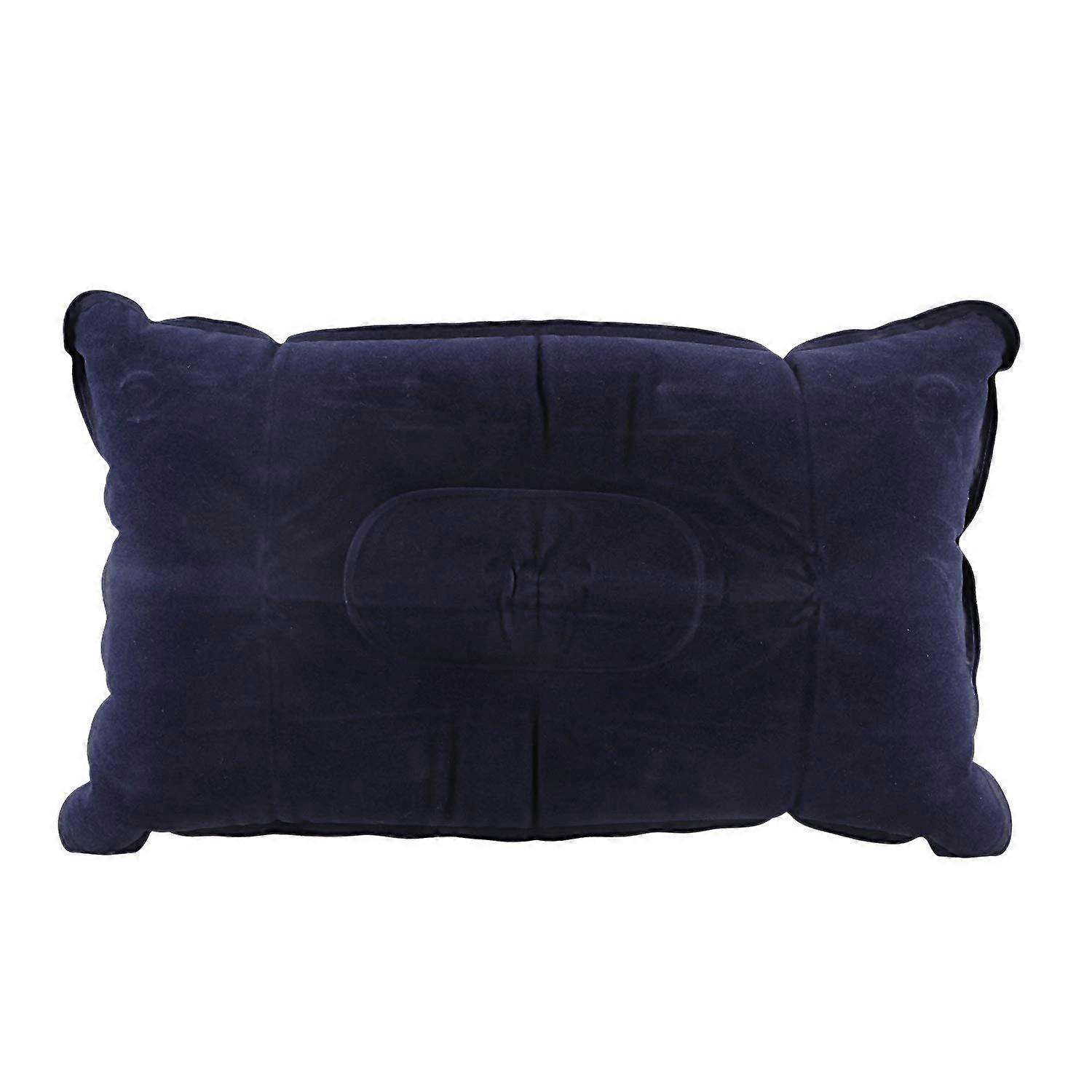 Double-Sided Flocking Pillow Inflatable Portable Foldable For Camping Travel Office Blue