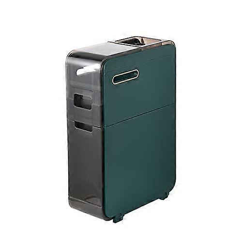 Slim Bathroom Storage Cabinet on Wheels 2, 3, or 4 Tier Clear Drawer Organizer for Small Spaces Green