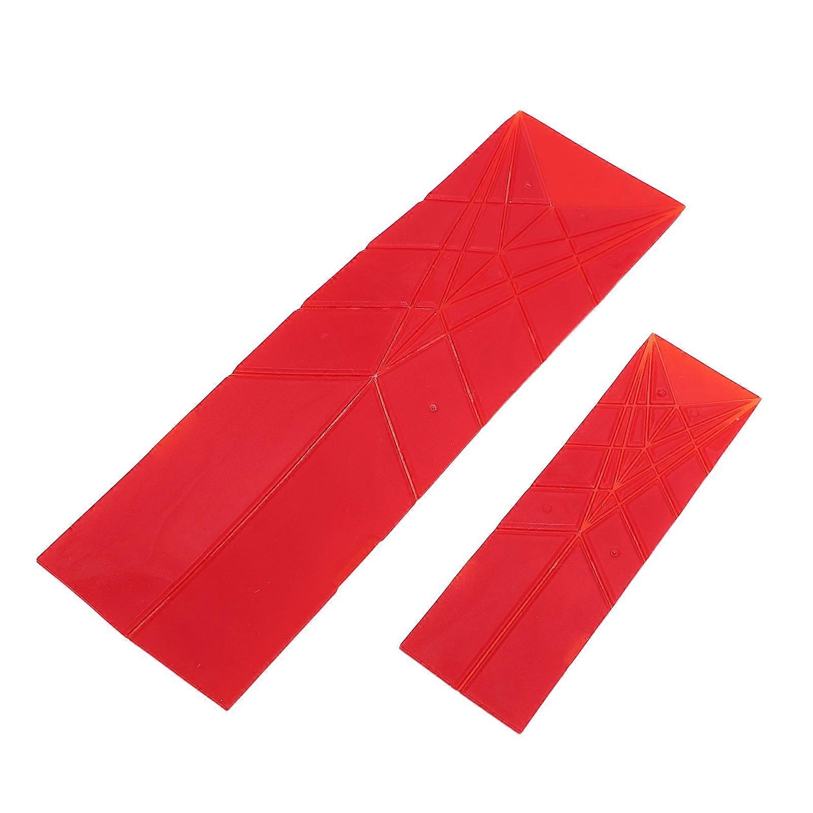 2pcs Large & Small Flat 3-in-1 Measuring Spoons Red PP Kitchen Scoop