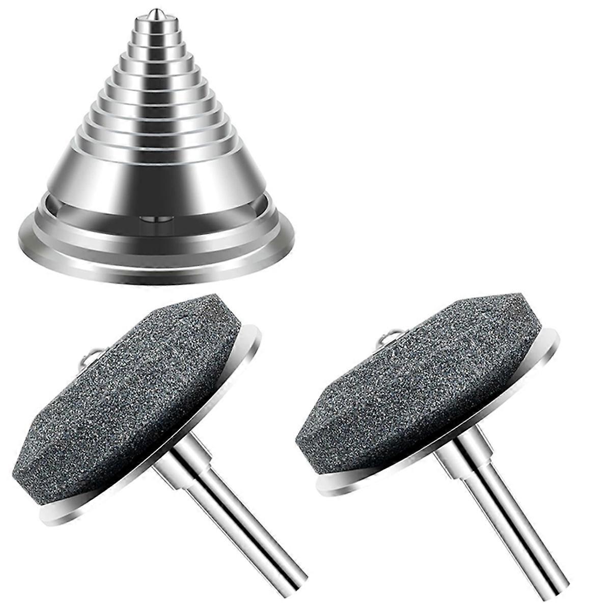 2PCS Metal Lawn Mower Blade Sharpener, Metal Lawnmower Blade Sharpener Mower Sharpening Stone with 1PCS Balance Tool