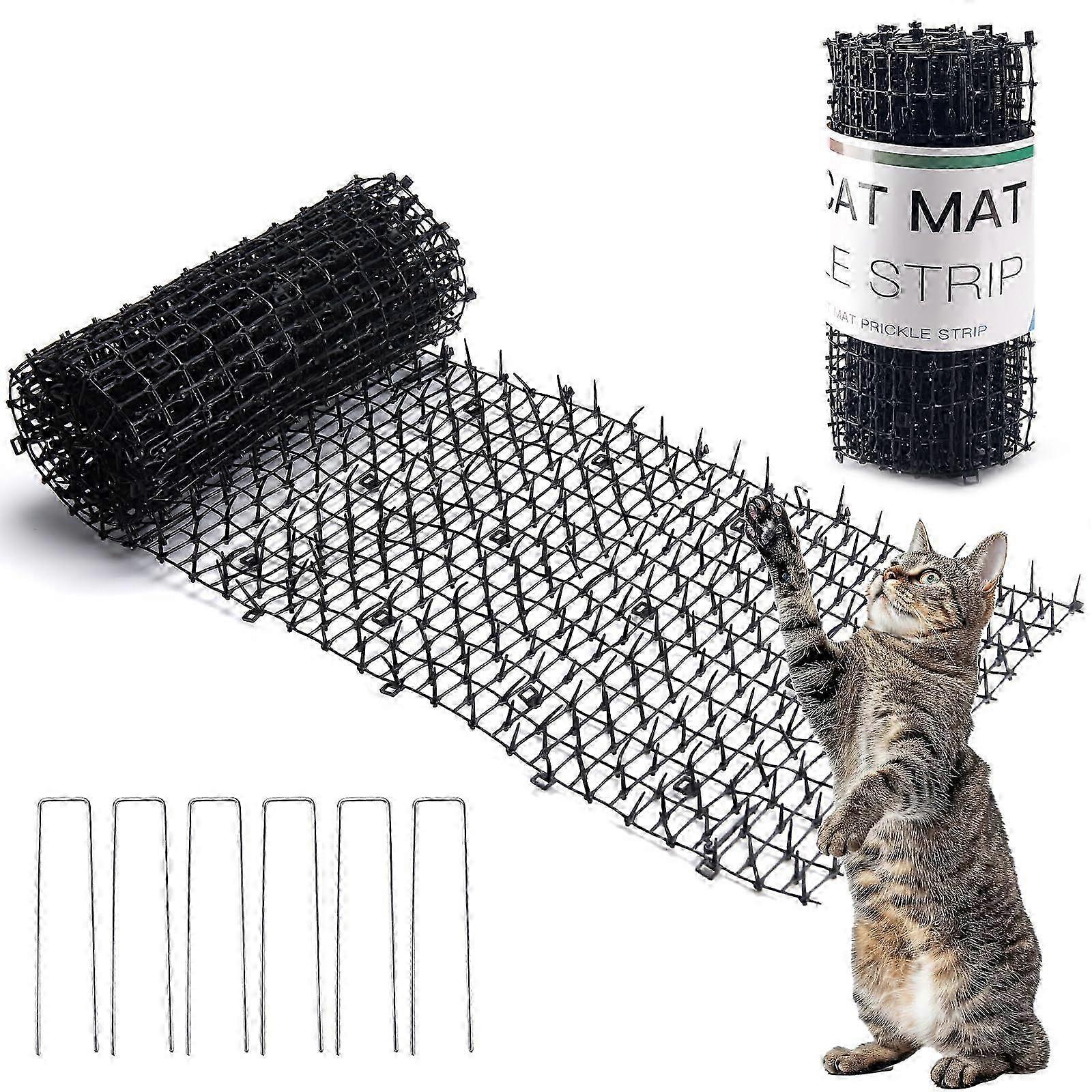 8.2FT Cat Scat Mat for Cats - Anti -Wrapped Pickled Ribbons to push cats, 6 staples, humane and easy outdoor/closed spike mat 2025