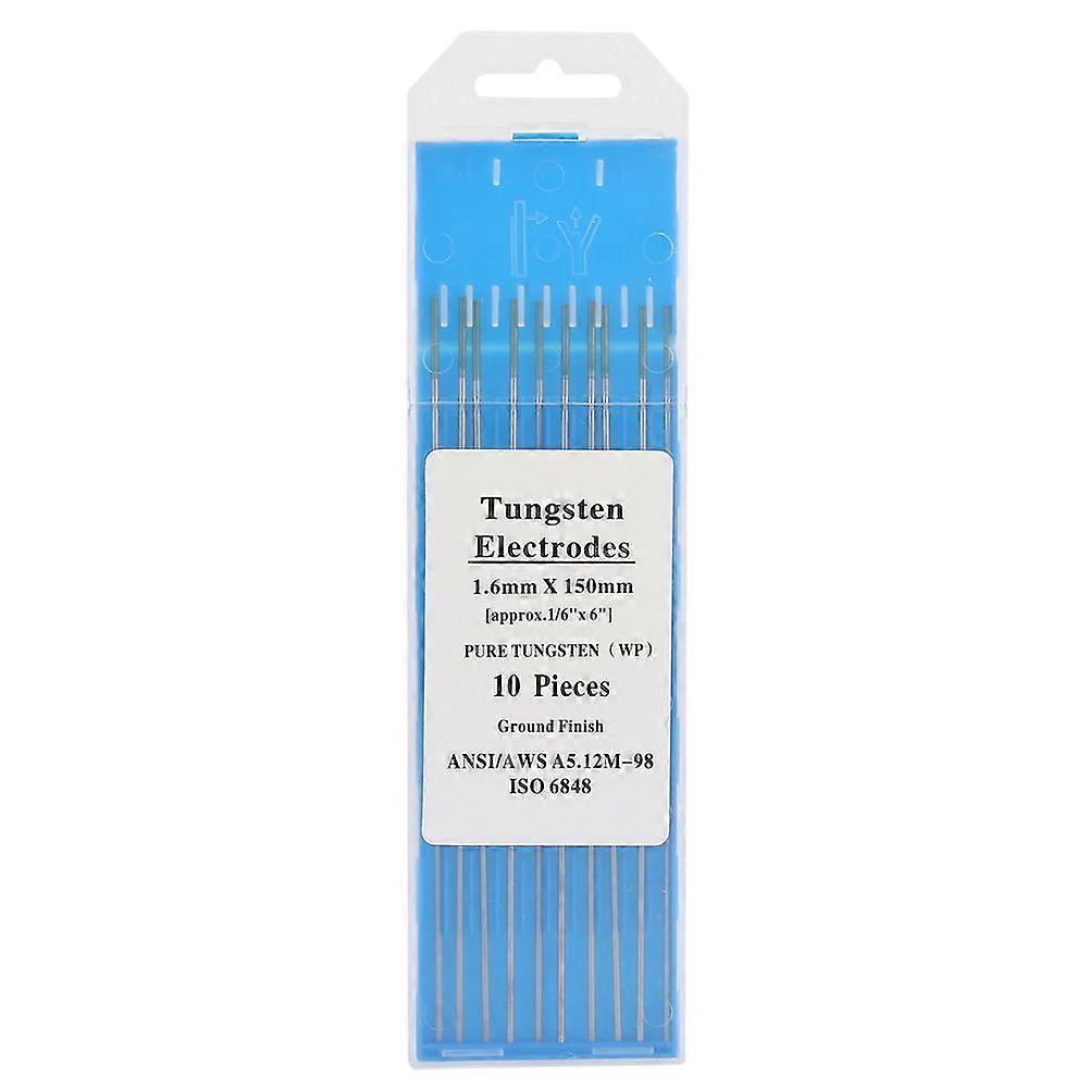 10Pcs Pure Tungsten Electrodes WP Green Tip for AC Tig Welding 1.6*150mm