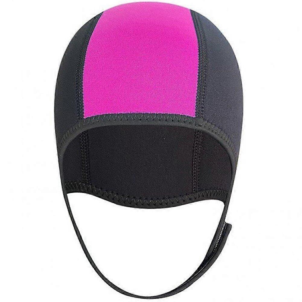 Neoprene Diving Hood 2.5mm Unisex Open Water Swimming Cap With Adjustable Strap Ear Protection Purple
