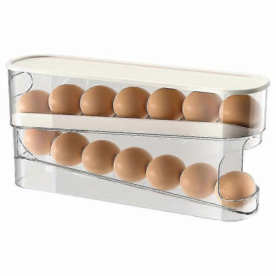 Double layer slide out egg organizer for refrigerator, space saving kitchen storage rack 12 eggs