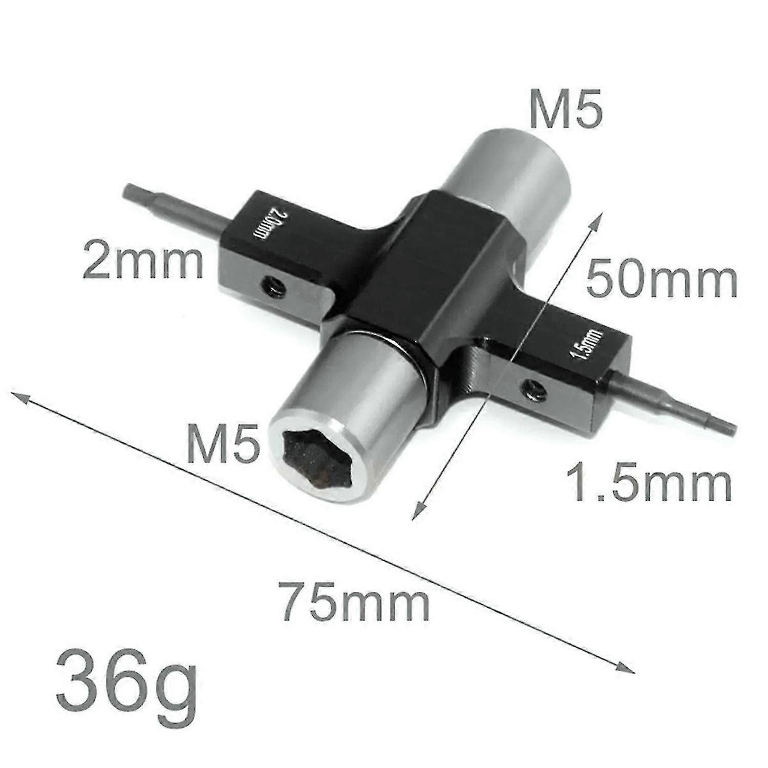 M5 Quad Wrench with Built In One Way Bearing Tool 1.5mm/2mm