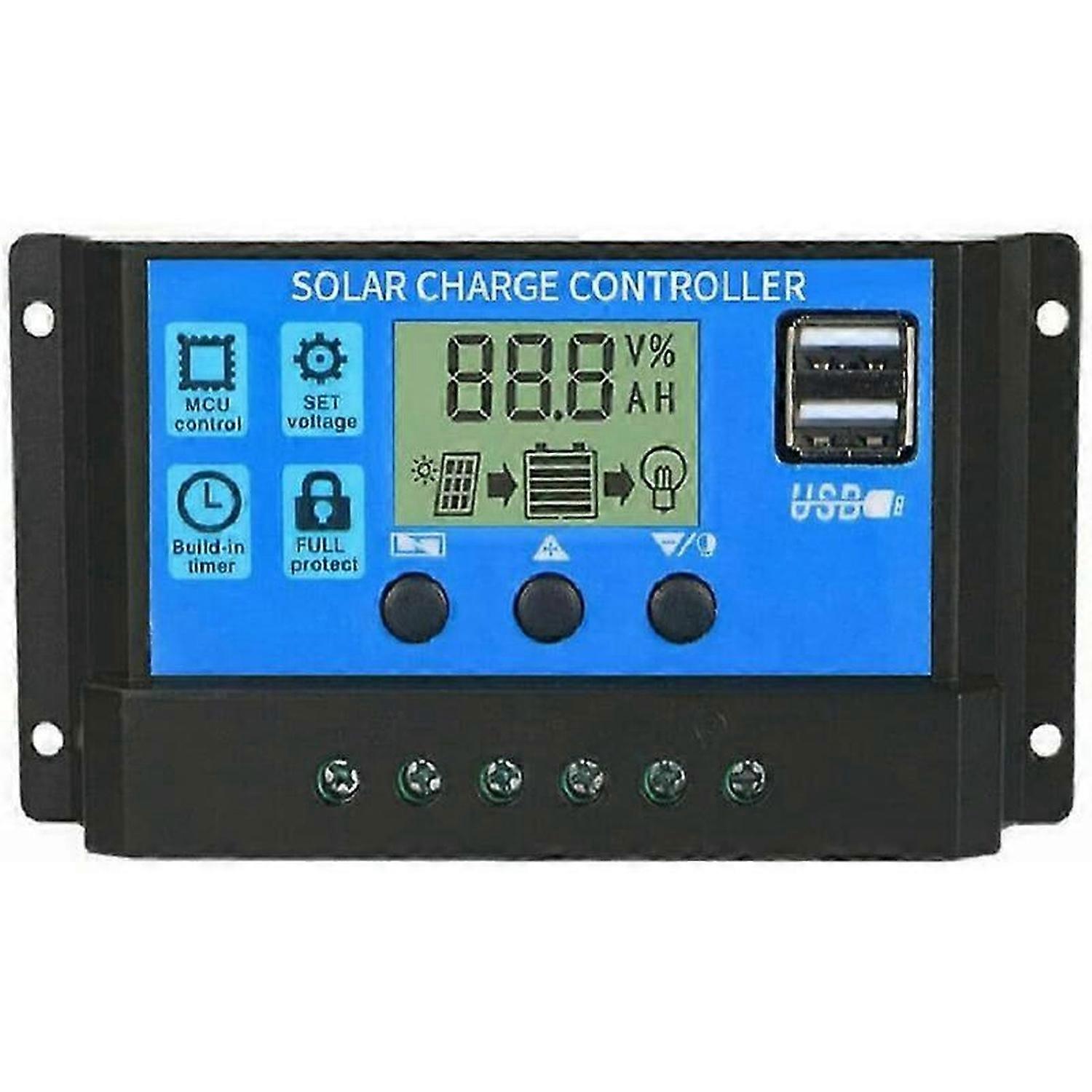 100A Solar Charge Controller, Solar Panel Battery Intelligent Regulator with Dual USB Port, Multi-Fu