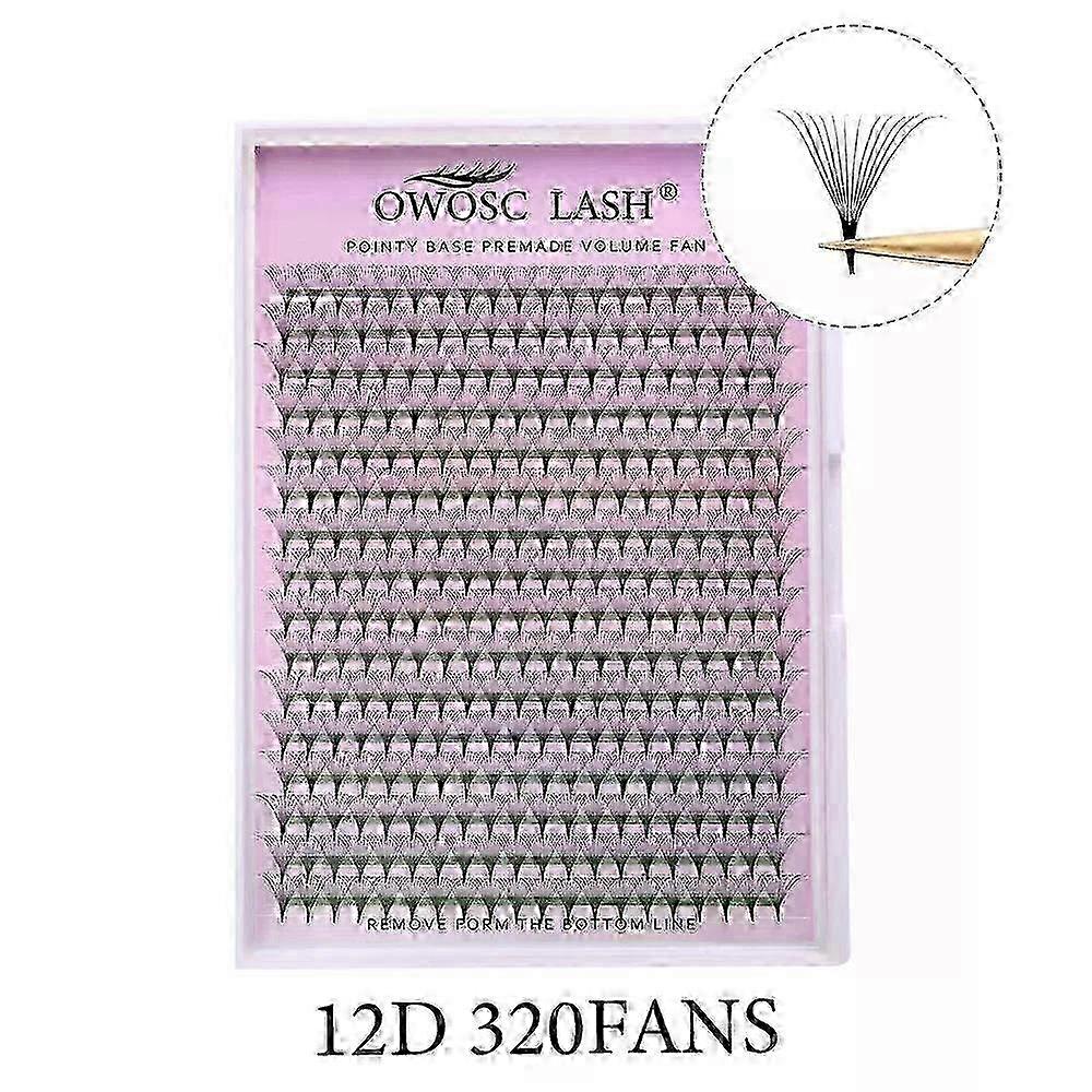 OWOSC 320 Fans Pointy Base Premade Volume Fans Medium Stem Sharp Thin Pre Made Russian Volume Fan Eyelash Extensions custom logo