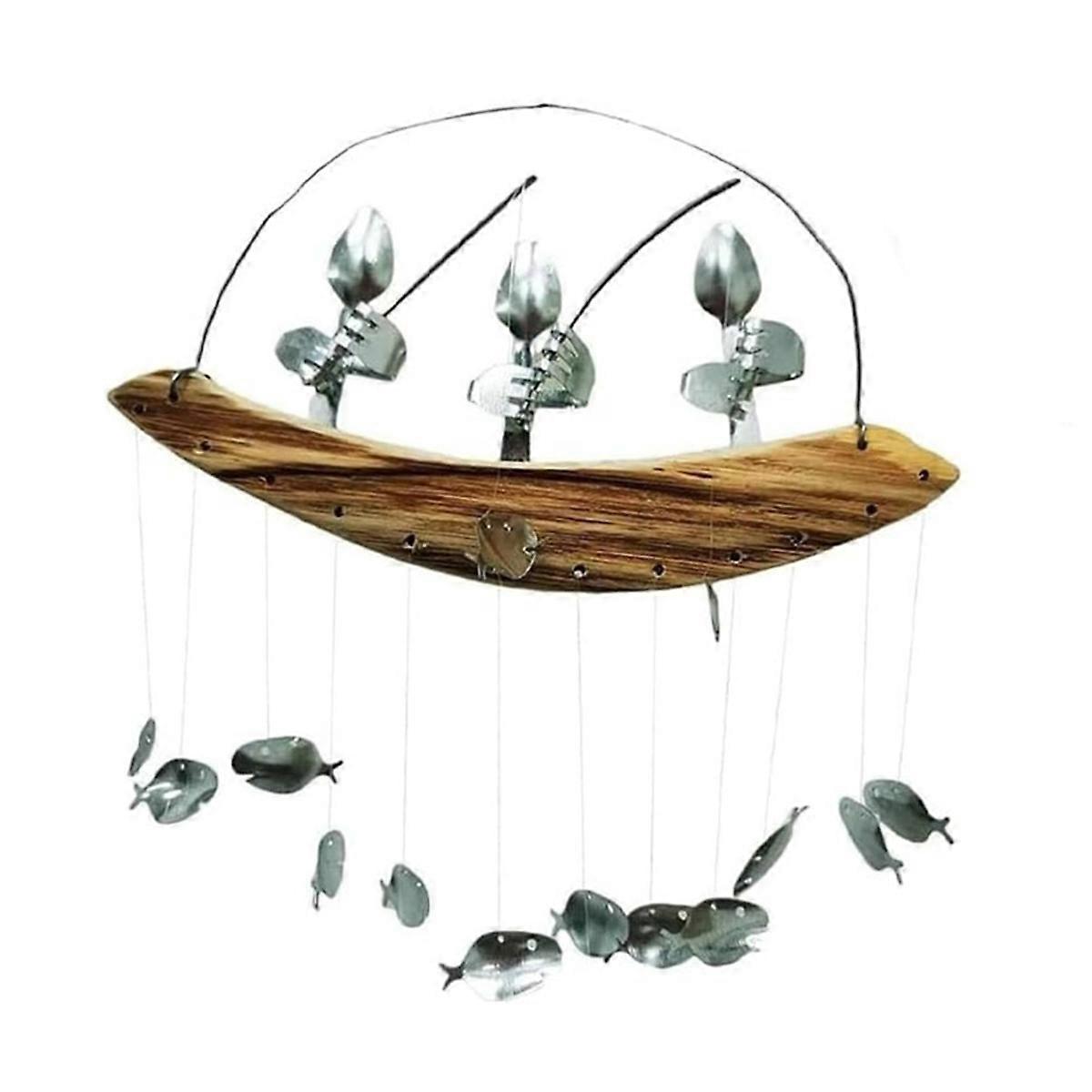 Handcrafted Fisherman's Spoon Fish Sculpture Wind Chime,A