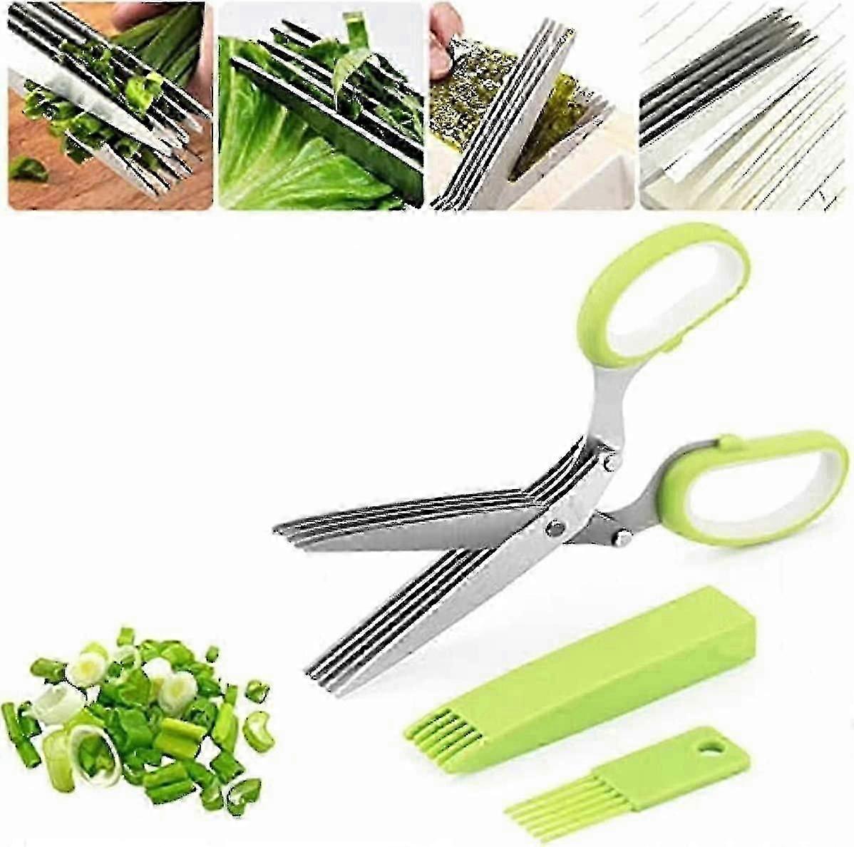 Kitchen Scissors, 5 Blade Kitchen Salad Scissors, Multi-Layers Stainless Steel Vegetable Cutting Too