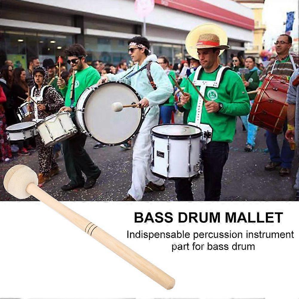 Durable Bass Drum Mallet Stick with Wool Felt Head Percussion Marching Band Accessory