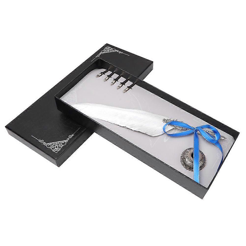 Classical Vintage Fountain Pen Feather Quill Dip Pen Signature Pen Set Stationery Gift (#4)