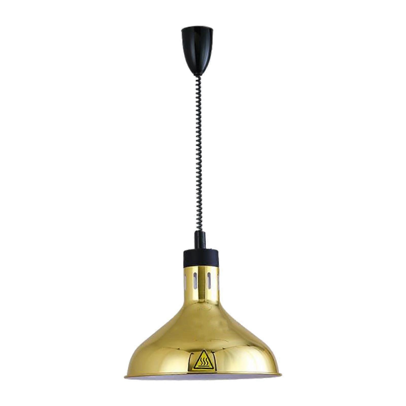Hanging Retractable Heat Lamp 275W, Buffet Warming Light for Cafeteria Food, Fries, Fried Food, Gold Finish