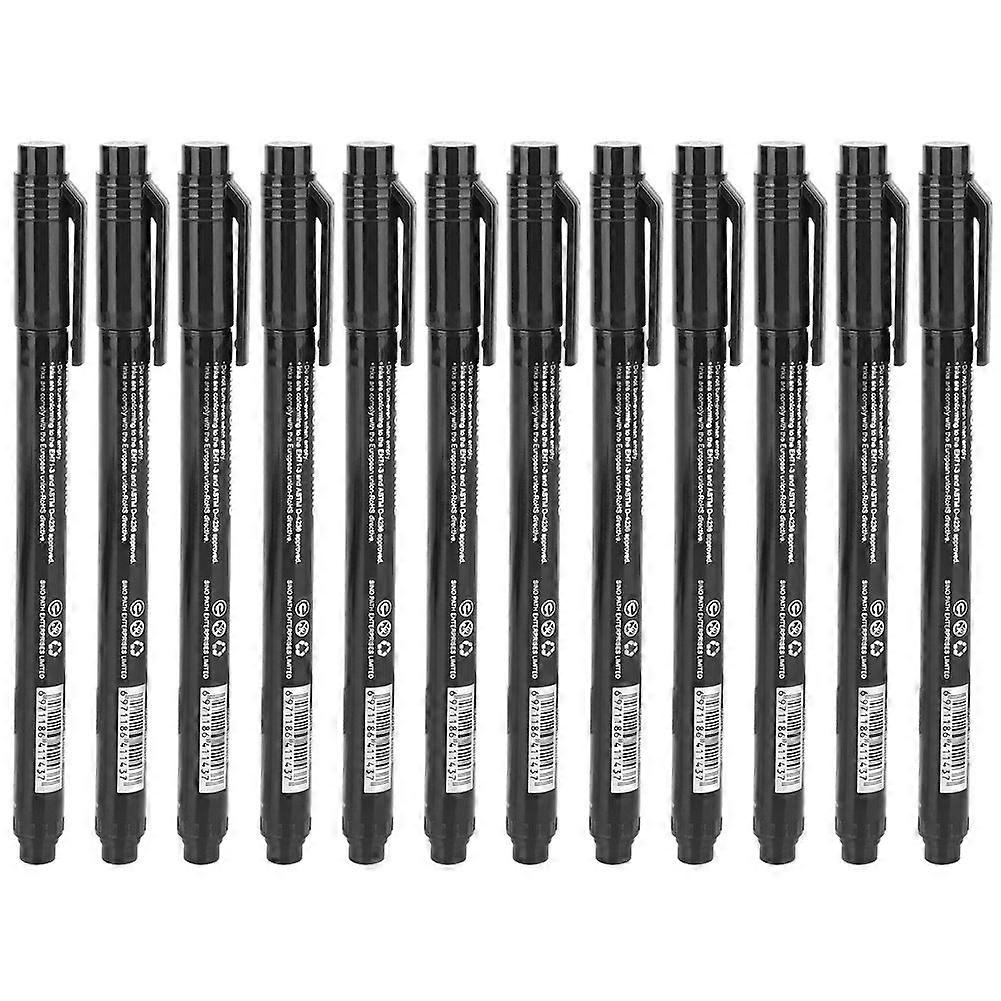12pcs Micron Liner Fine Tip Marker Pen Black Water Based Ink Waterproof Drawing Sketch Pen