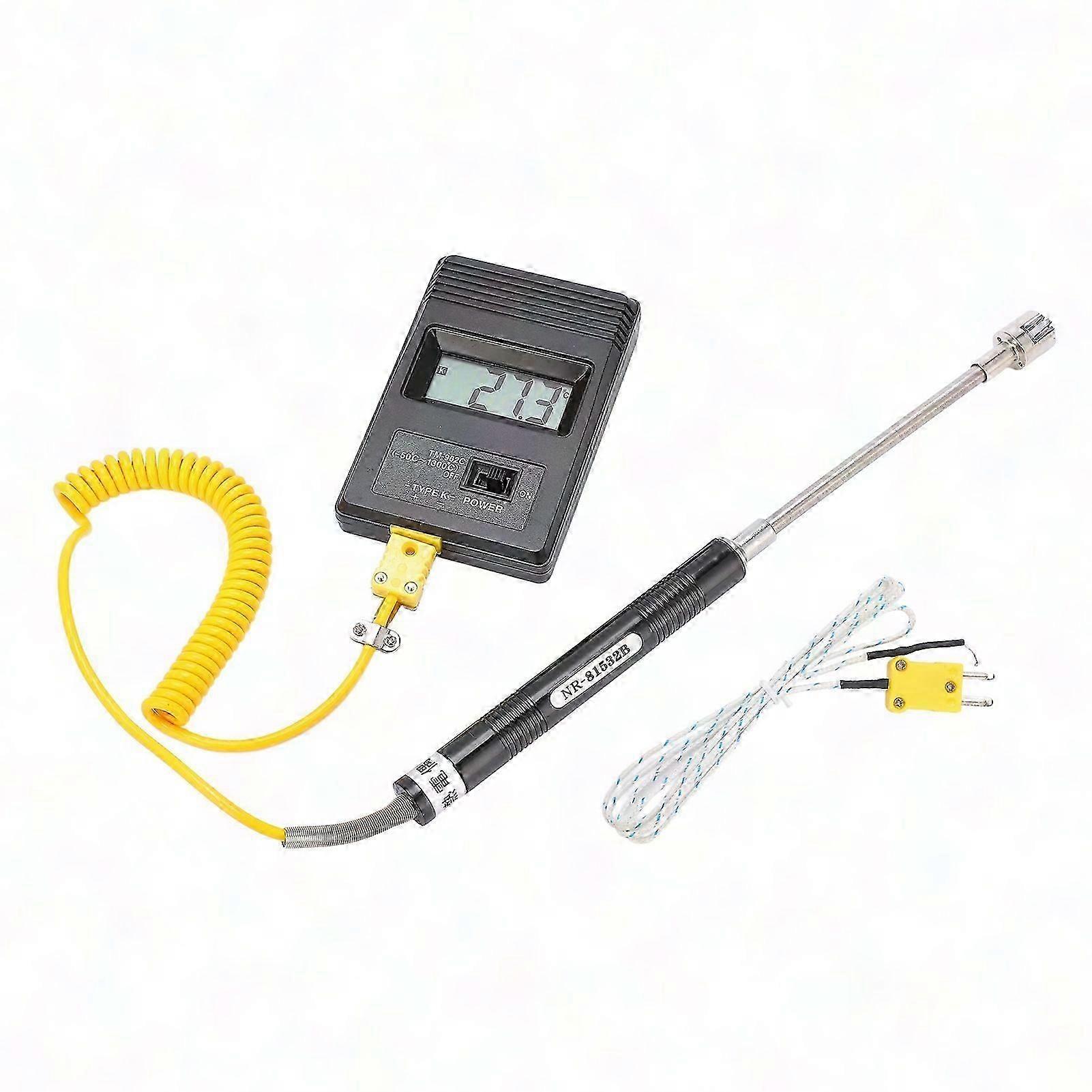 K-Type Digital Thermometer with LCD Display, Thermocouple Probe, -50C to 500C Temperature Range