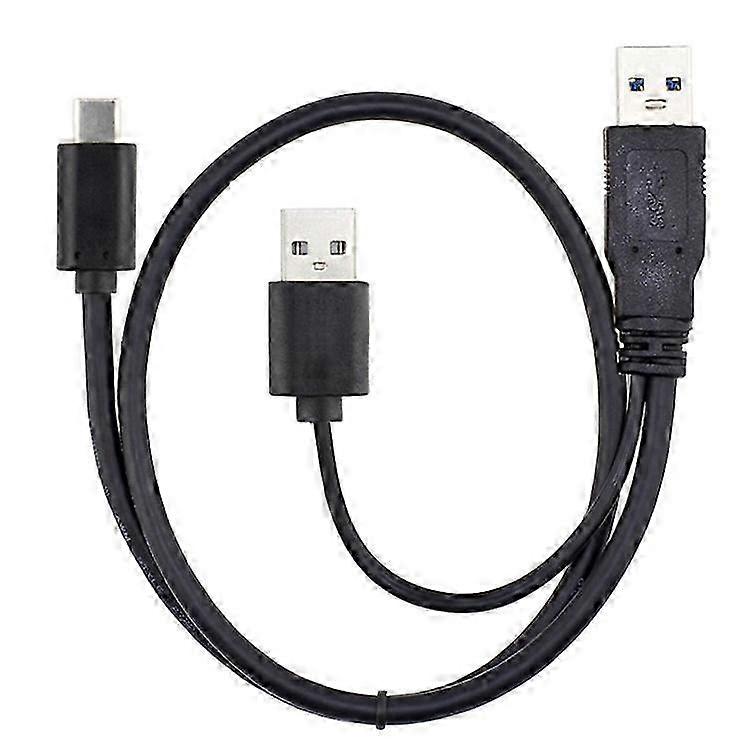 CY UC-125 USB Type-C to USB 3.0 Male & USB 2.0 Dual Power Data Y Cable for Laptop & Hard Disk 2025