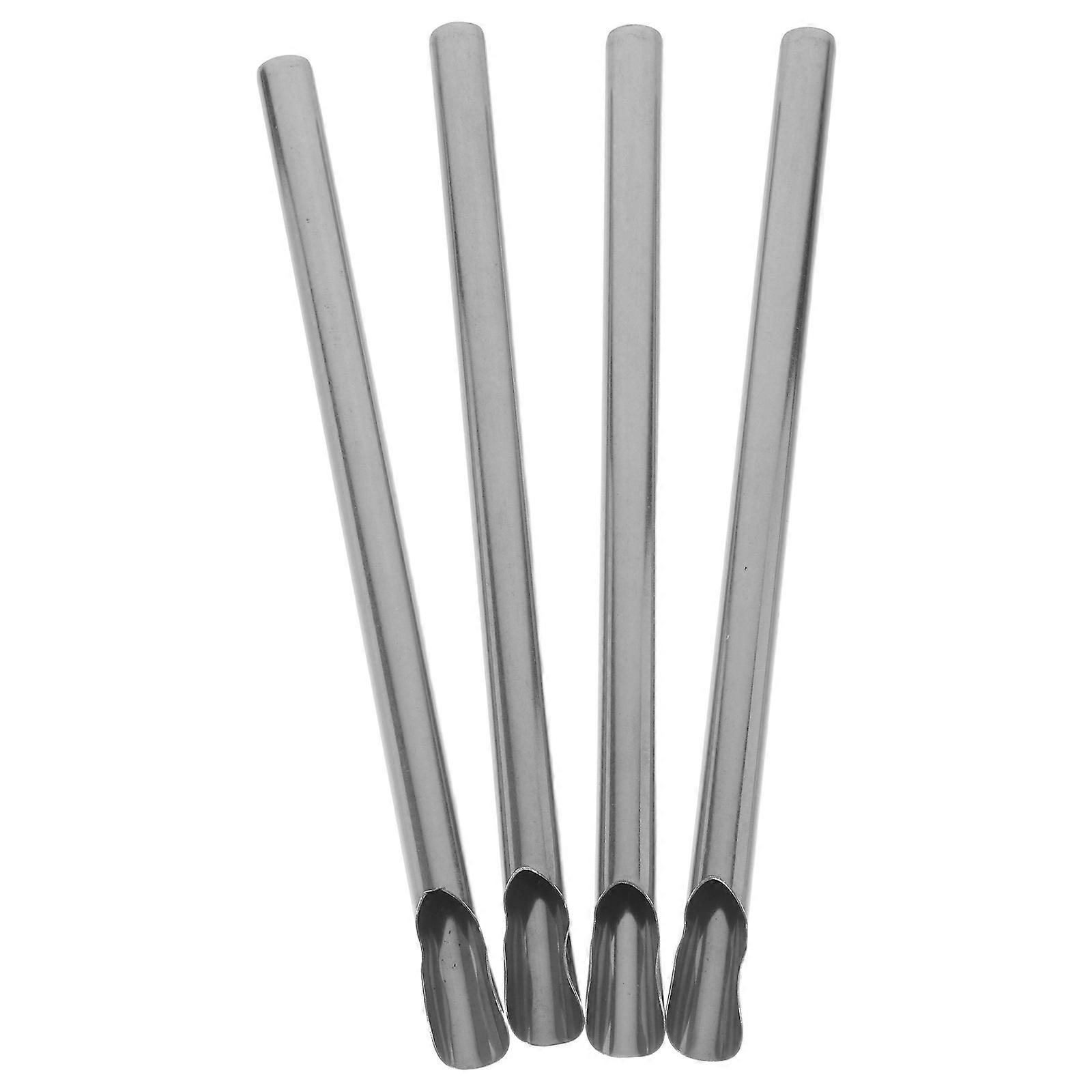 Stainless Steel Straw for Drinking Use 4Pcs Silver Creative Straw Stirrer