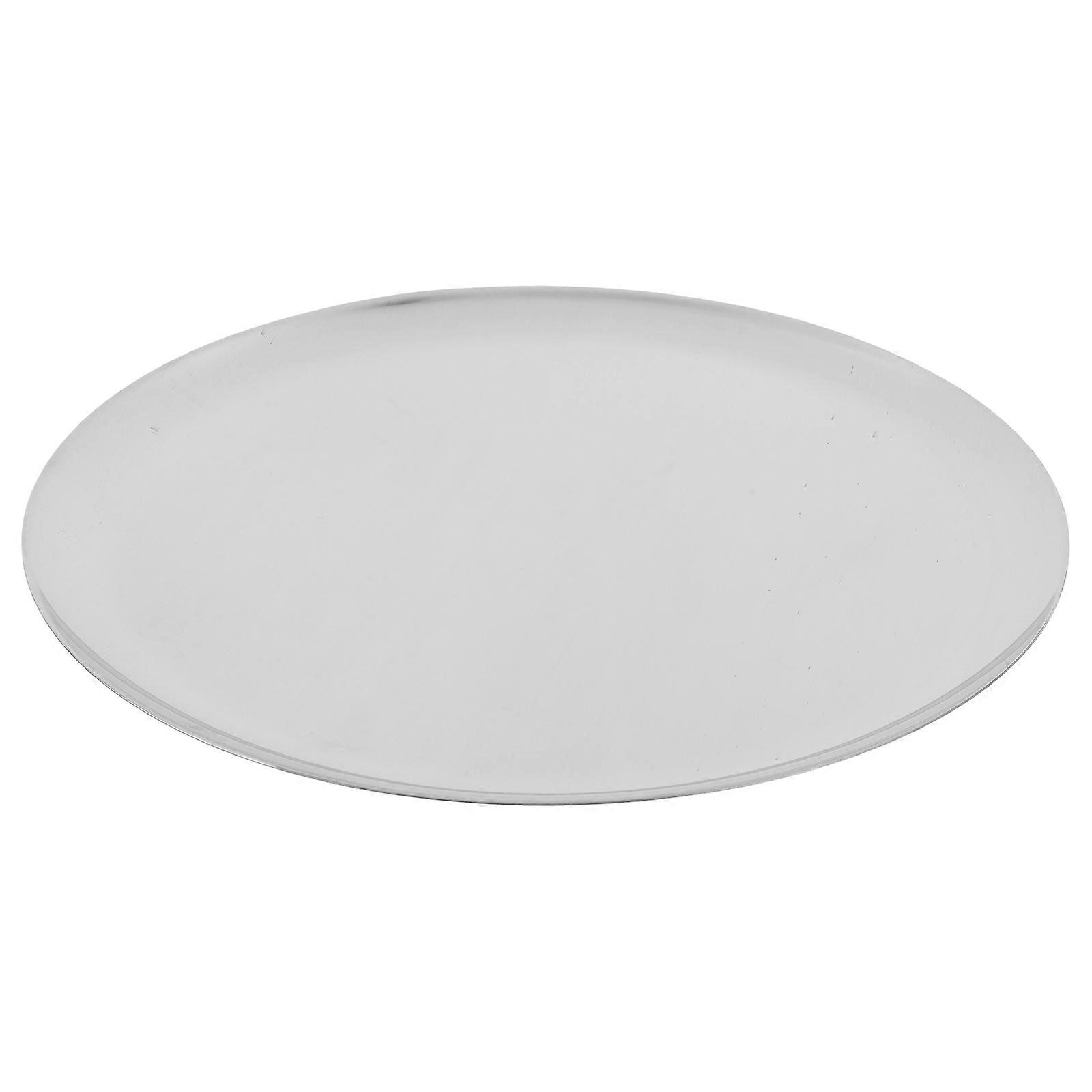 3Pcs Round Food Serving Tray Stainless Steel Silver Color For Dessert Display Dining Setting 28X28CM